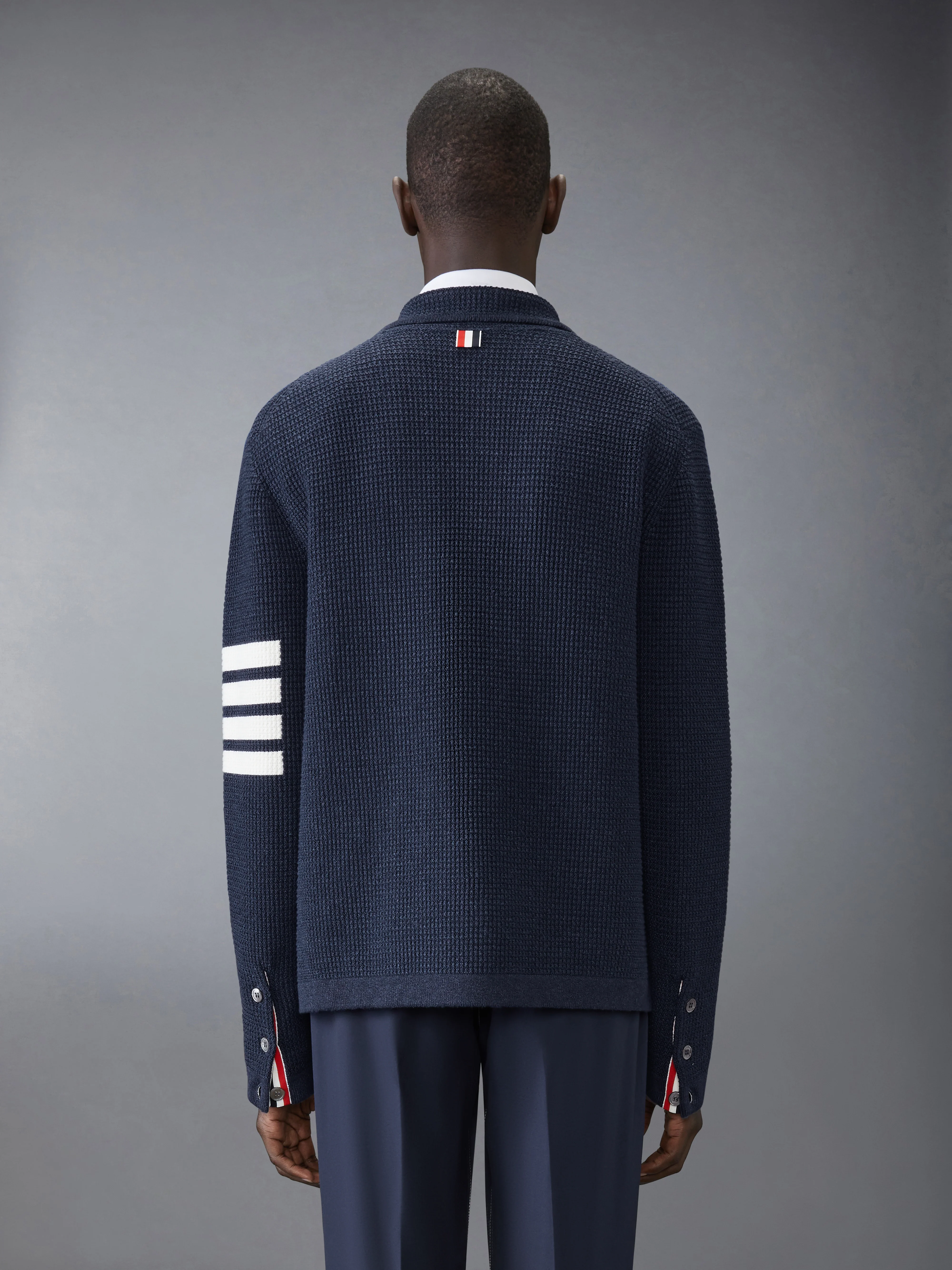 LINEN COTTON 4-BAR CARIDGAN JACKET - Image 2