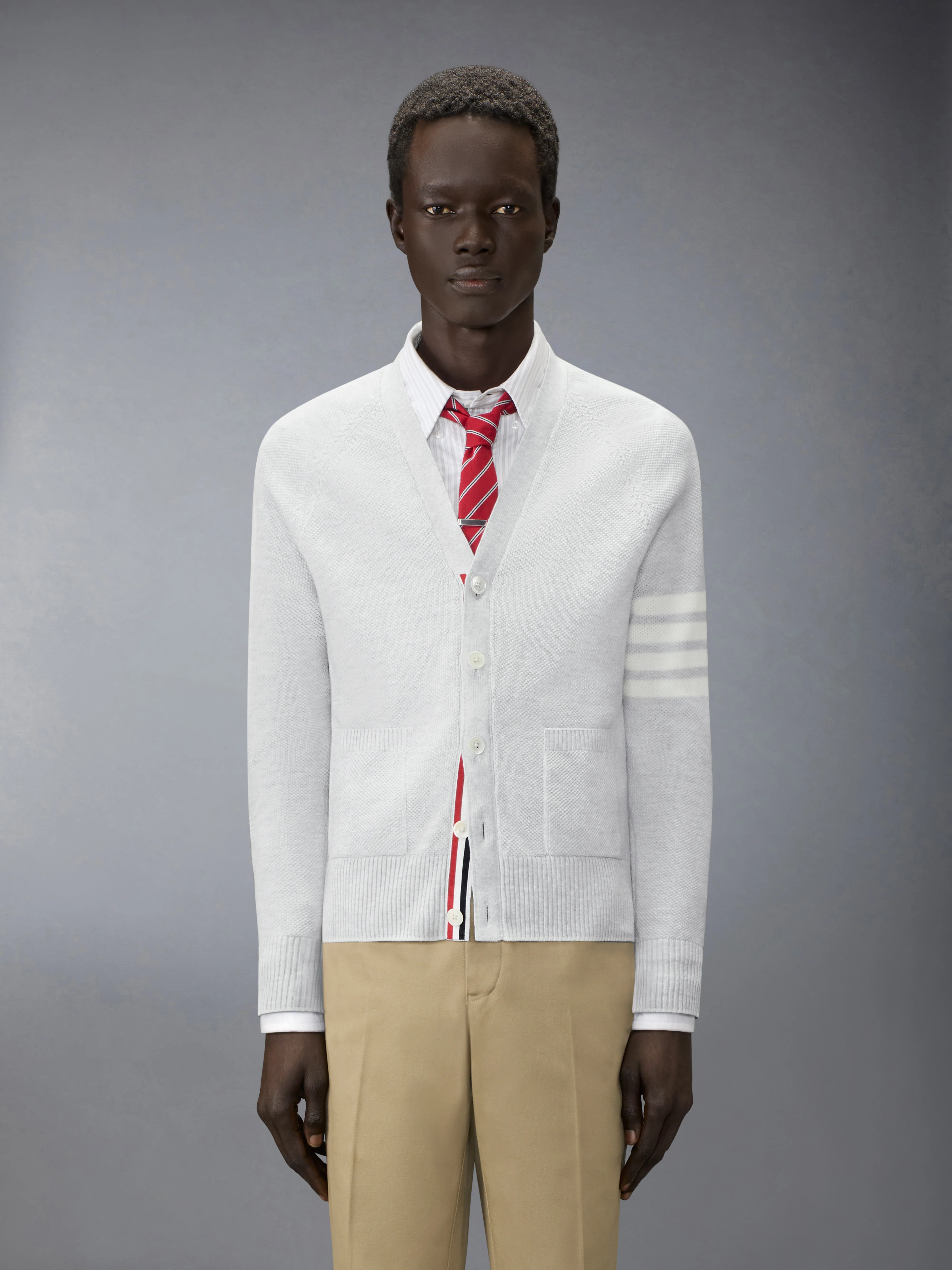 LINEN COTTON 4-BAR RELAXED FIT CARDIGAN