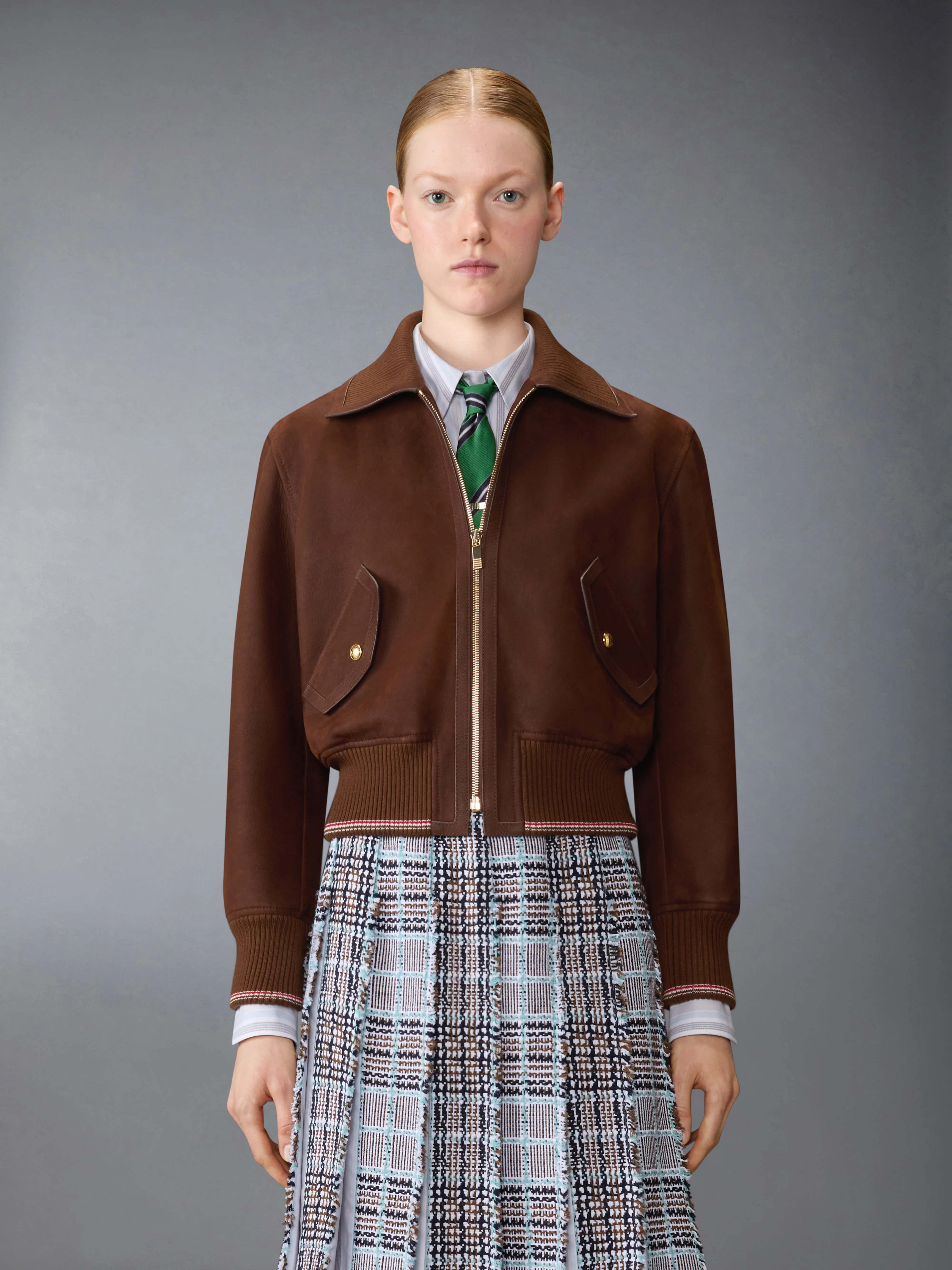 LONGBEACH NUBUX CROPPED FLIGHT JACKET