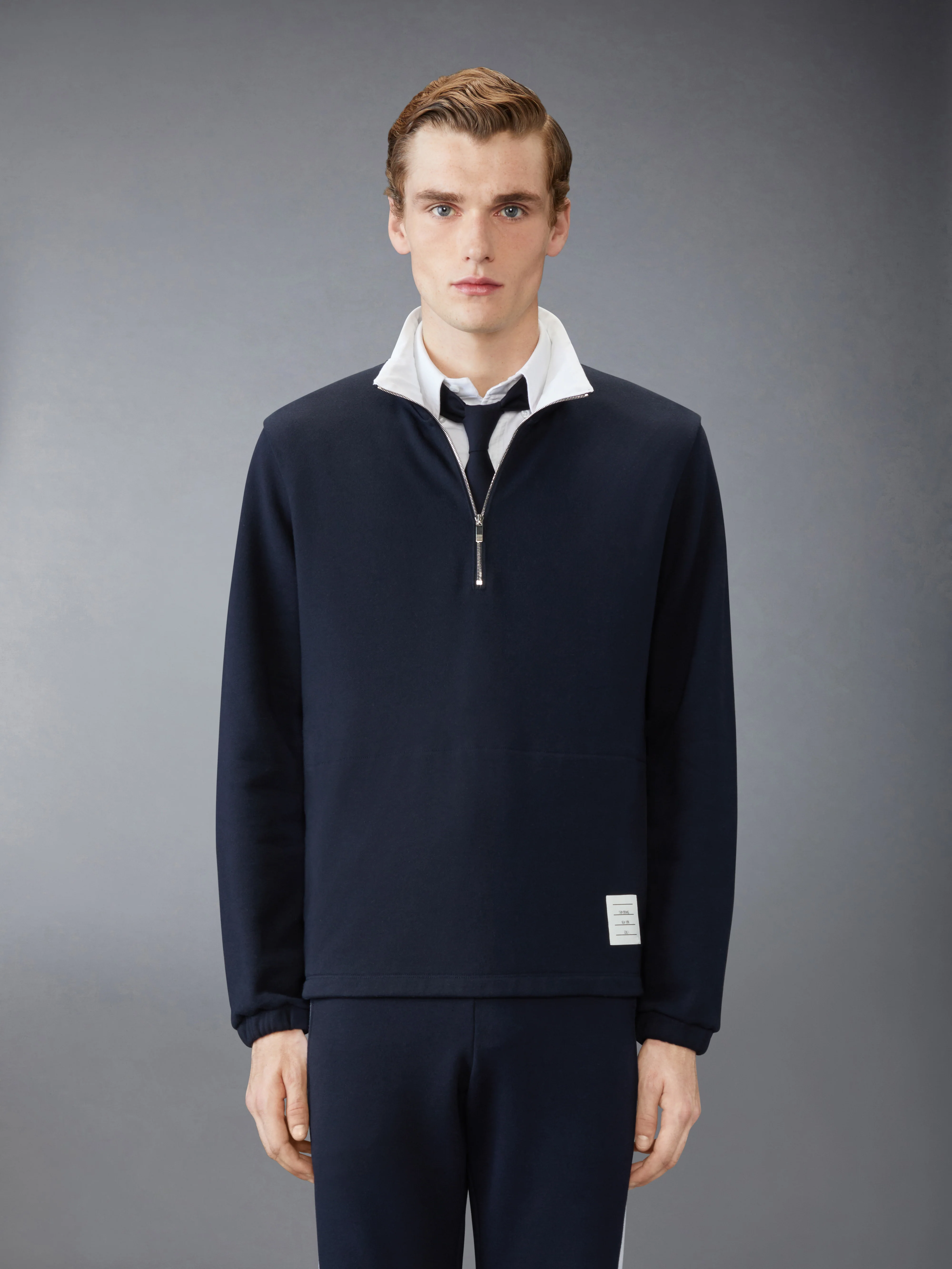 LOOPBACK JERSEY 4-BAR HALF ZIP PULLOVER
