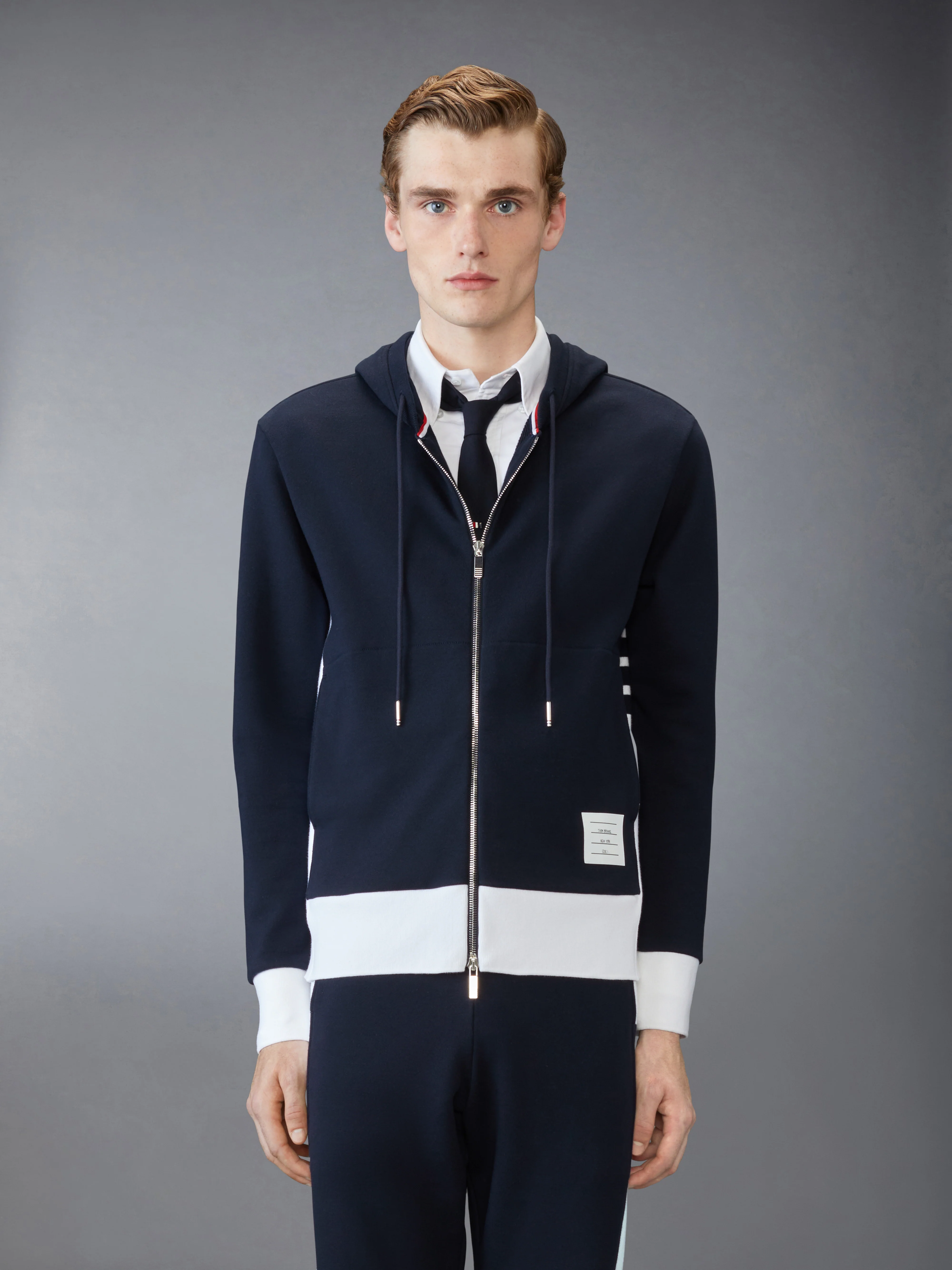 LOOPBACK JERSEY 4-BAR ZIP UP HOODIE