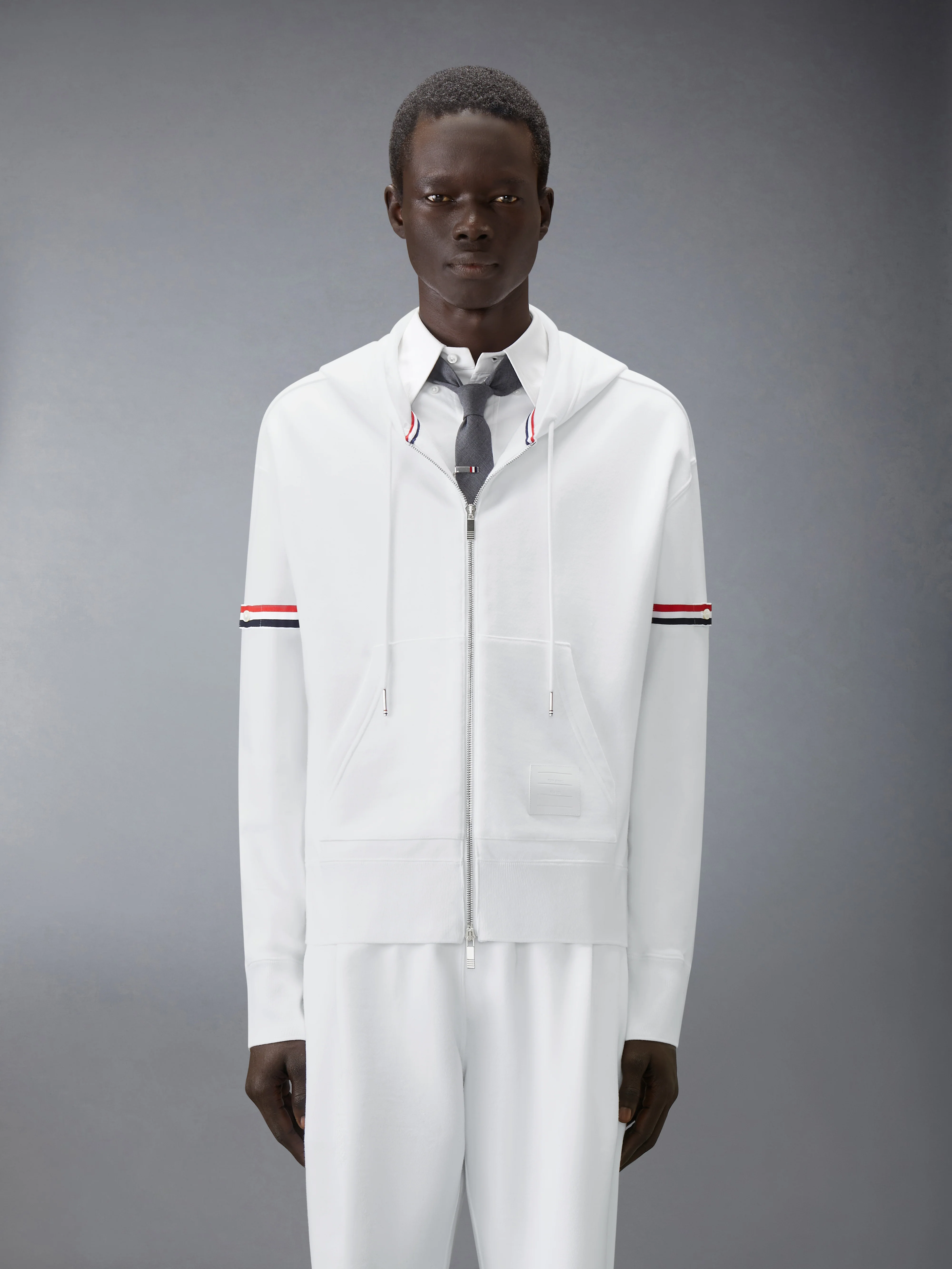 LOOPBACK JERSEY ARMBAND RELAXED ZIP UP HOODIE