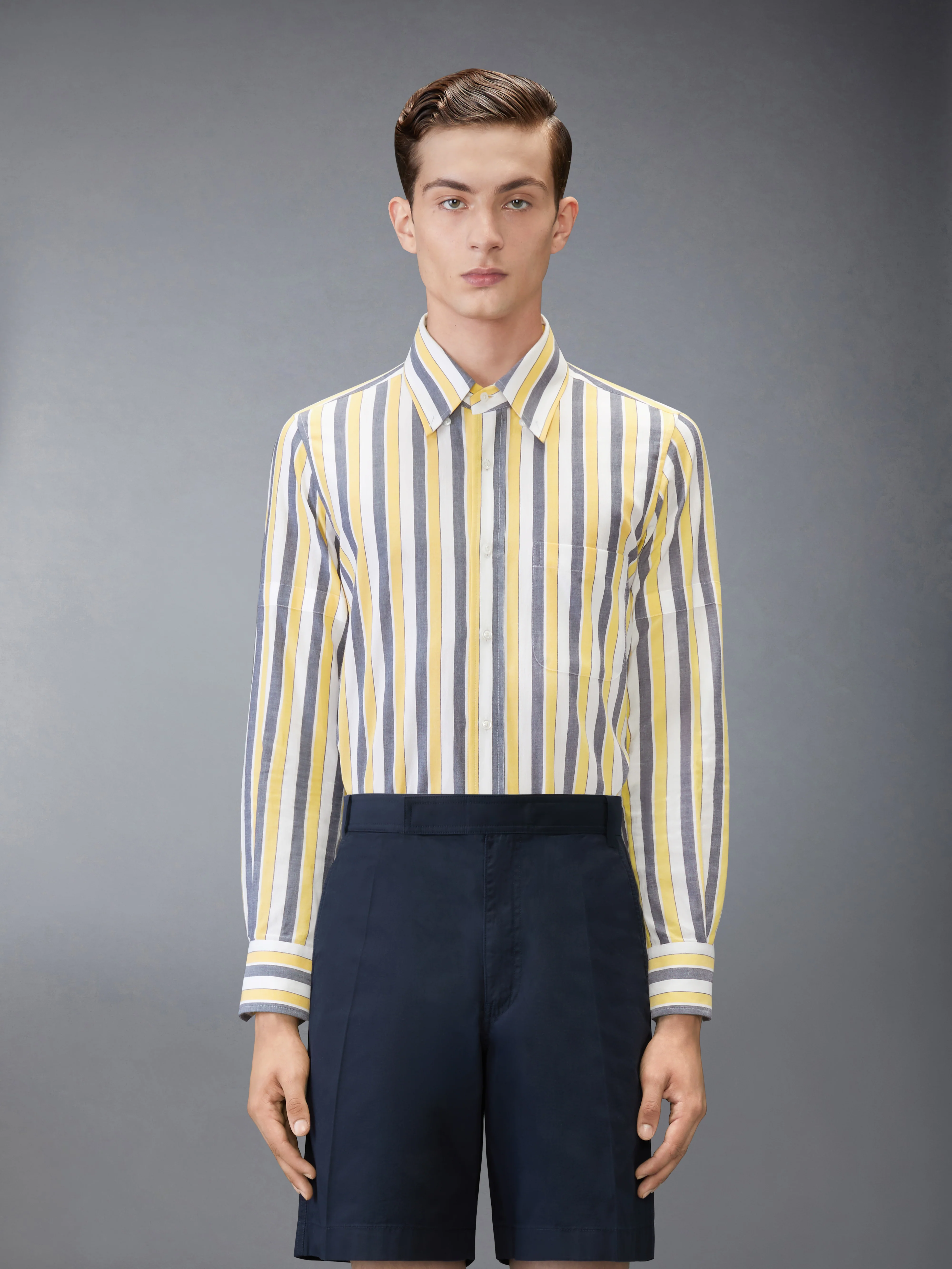 MADRAS COTTON REPP STRIPE ARMBAND SHIRT - Image 2