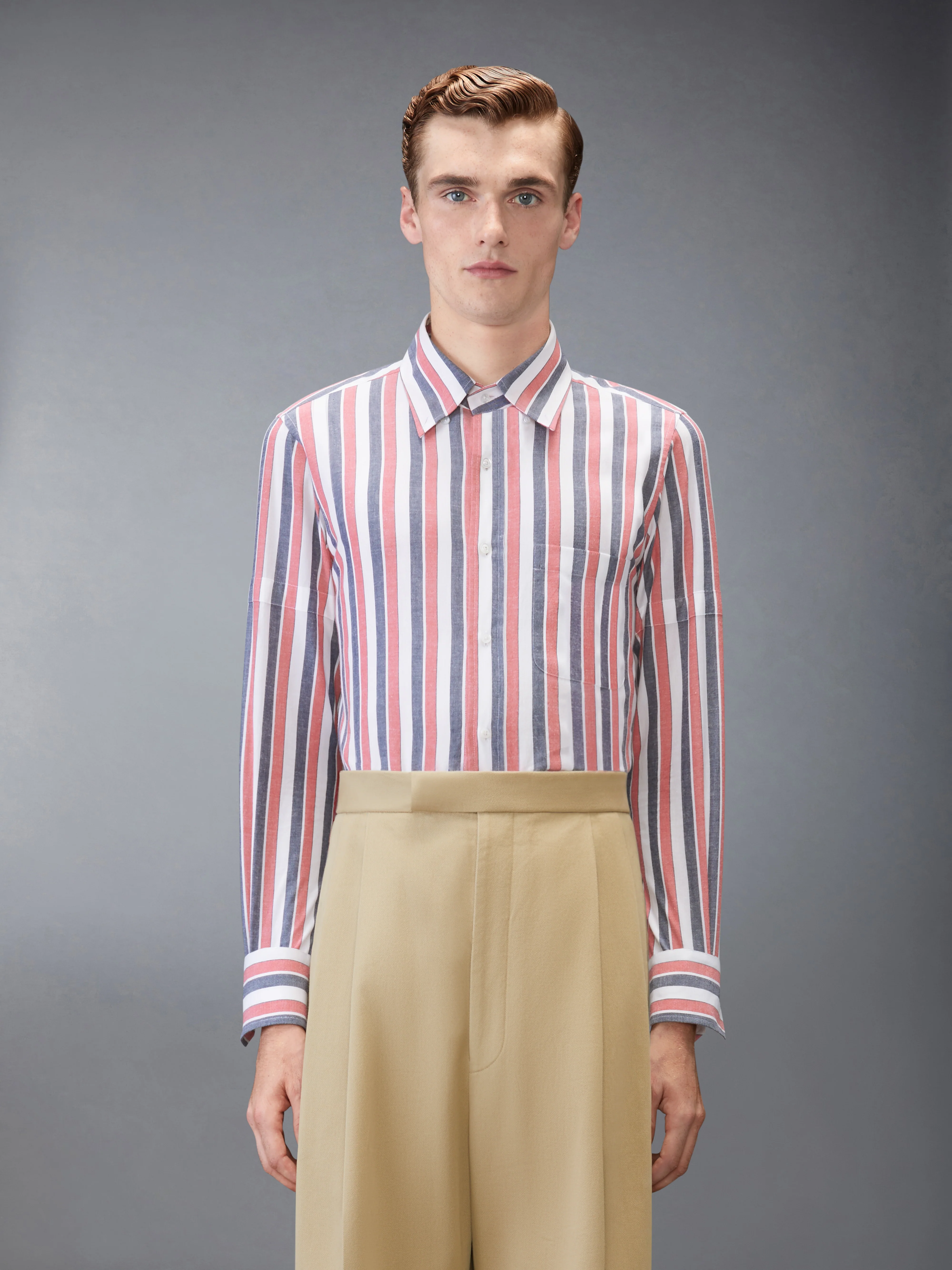 MADRAS COTTON REPP STRIPE ARMBAND SHIRT - Image 2