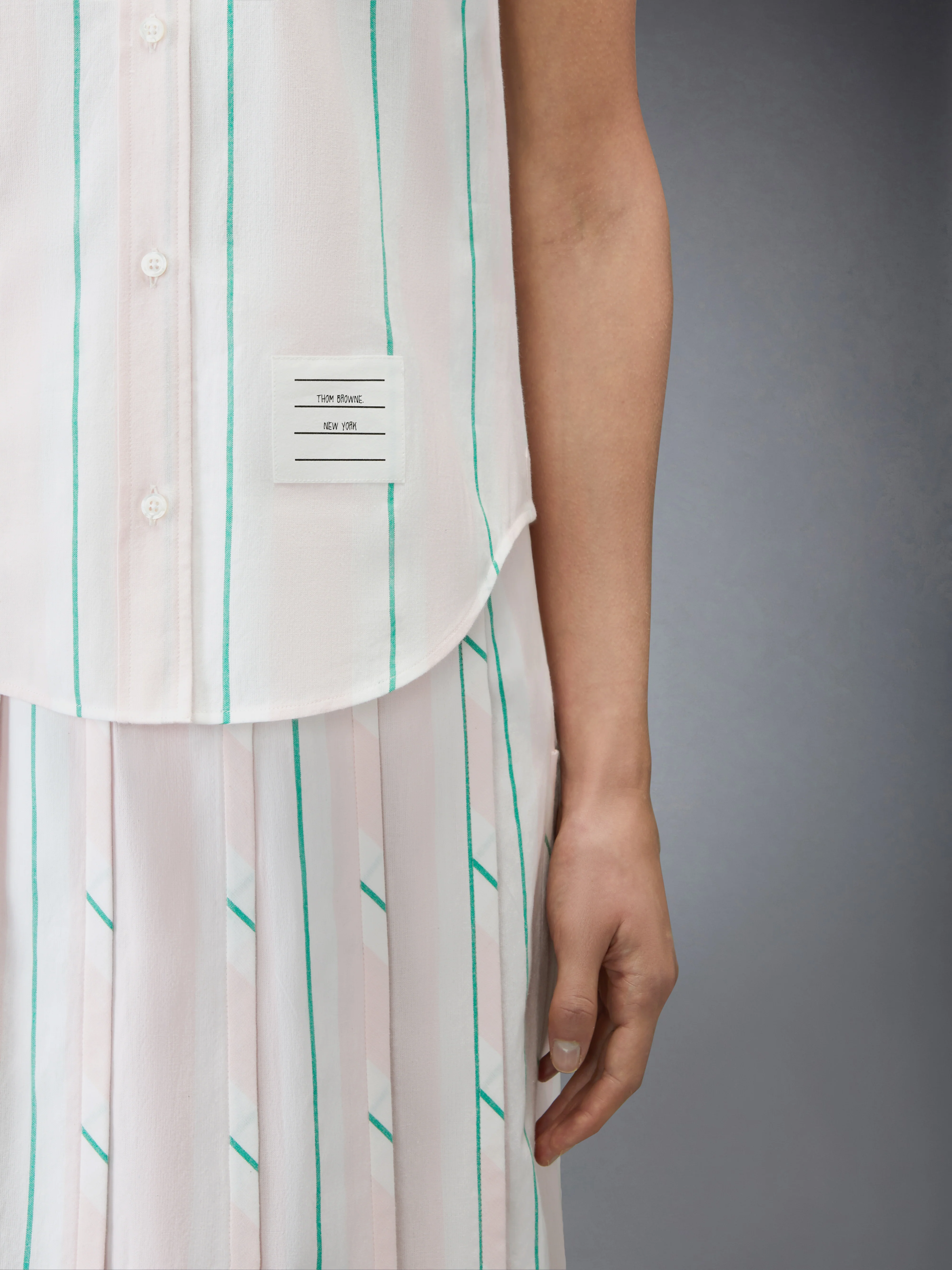 MADRAS COTTON STRIPED SLEEVELESS SHIRT - Image 3