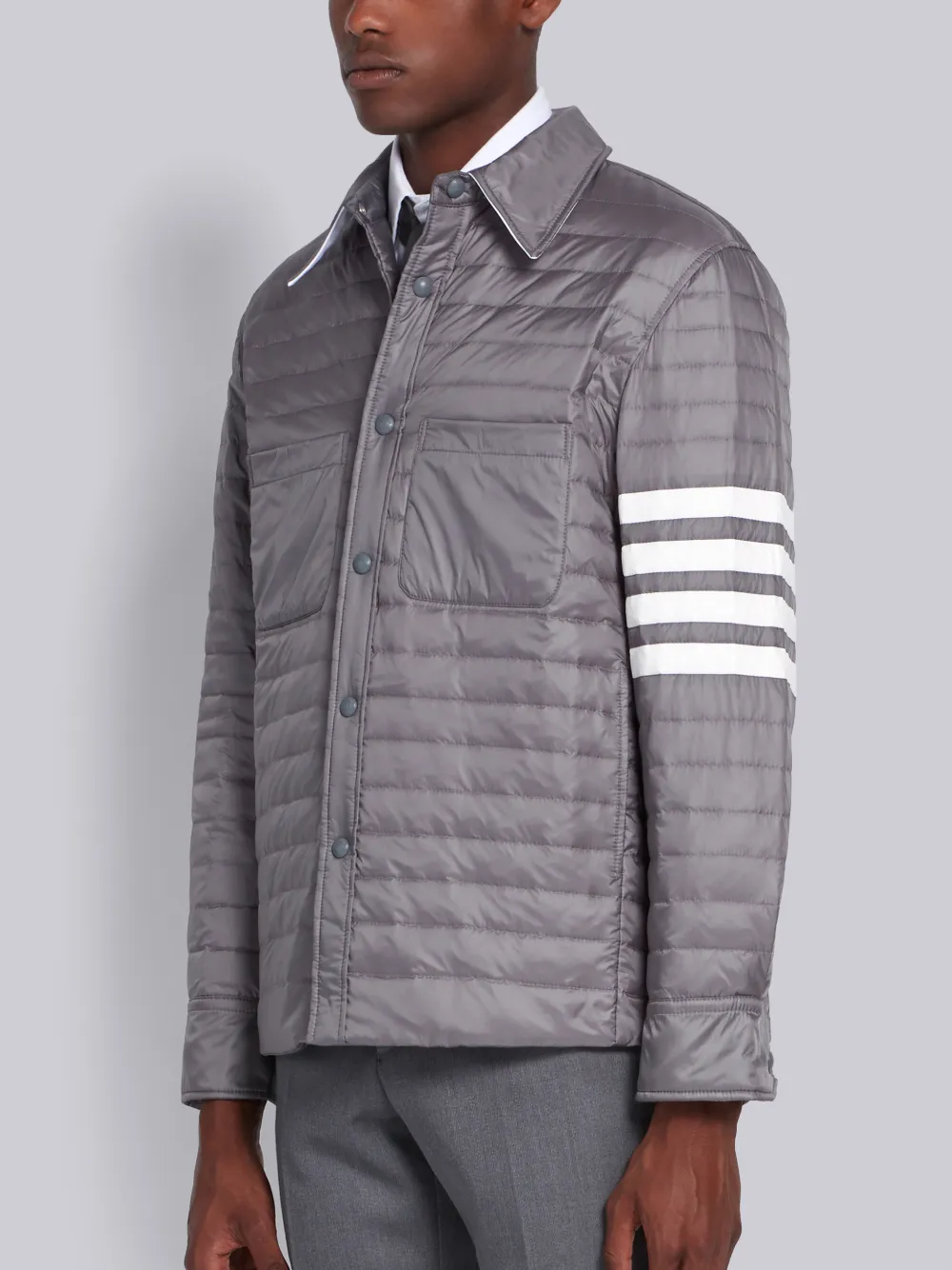 Medium Grey Down Fill 4-Bar Shirt Jacket - Image 2