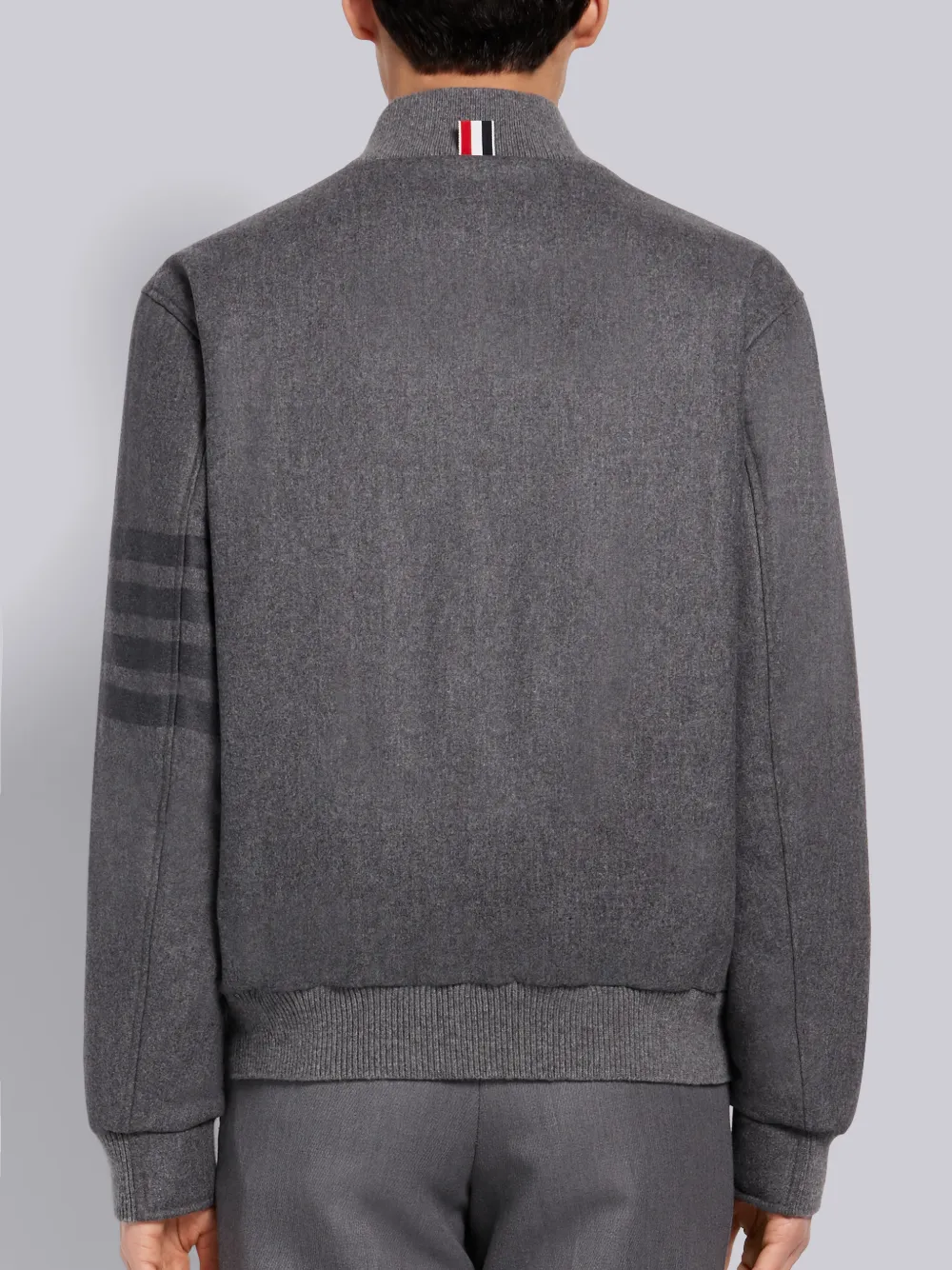 Medium Grey Tech Down Wool Flannel Tonal 4-Bar Relaxed Blouson Jacket - Image 2