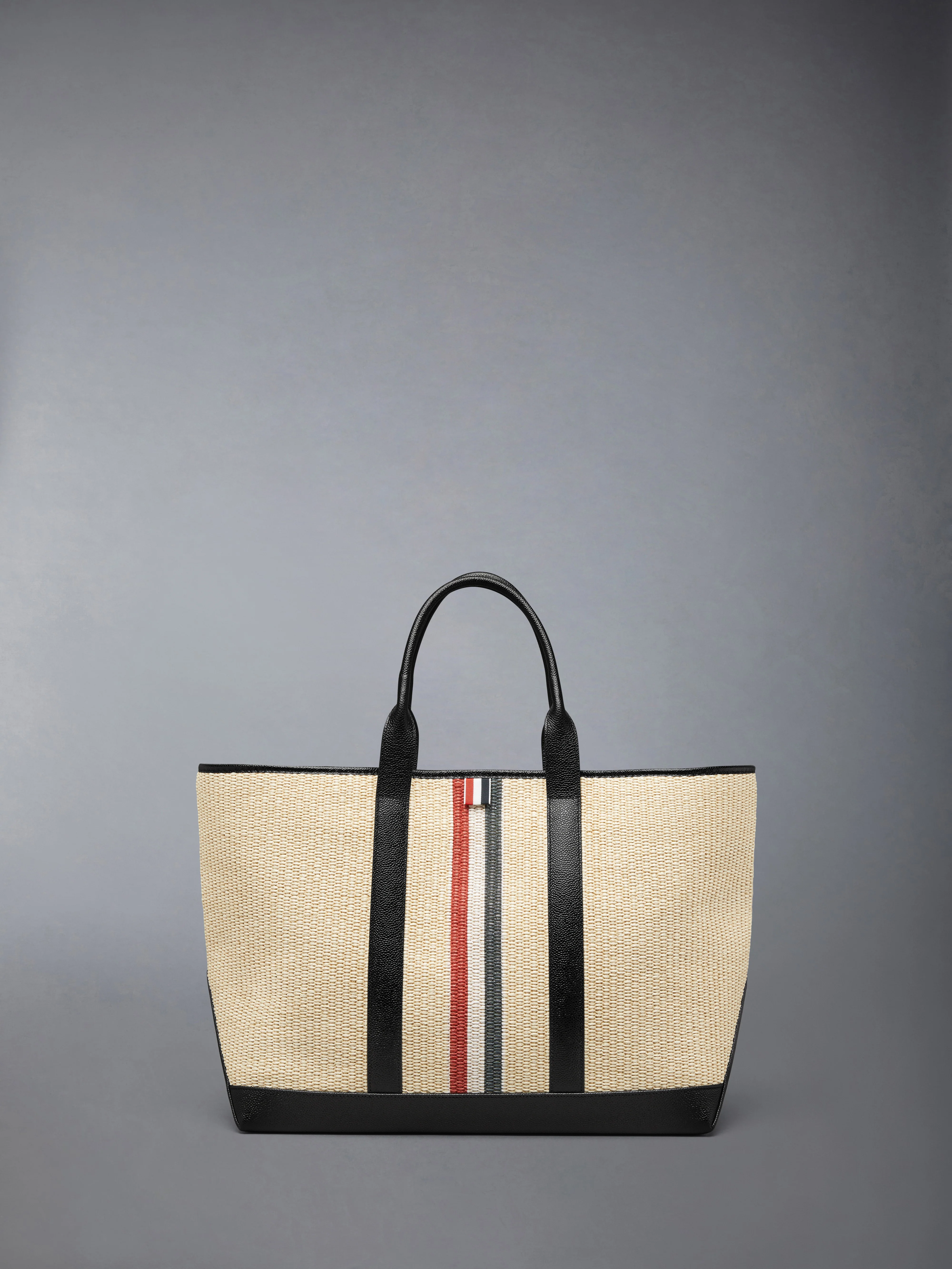 MEDIUM TOOL TOTE WITH RWB STRIPE IN RAFFIA