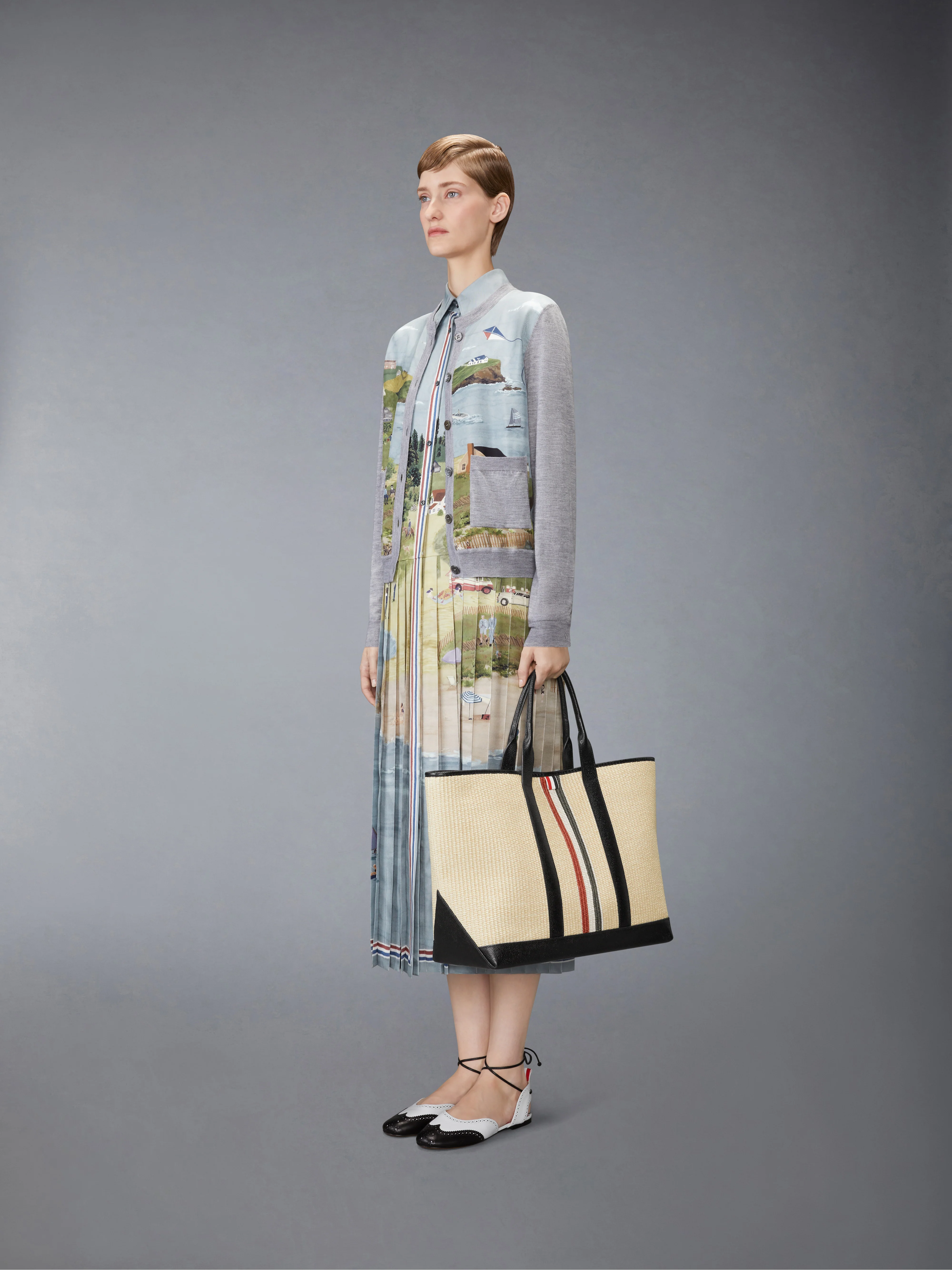 MEDIUM TOOL TOTE WITH RWB STRIPE IN RAFFIA - Image 4
