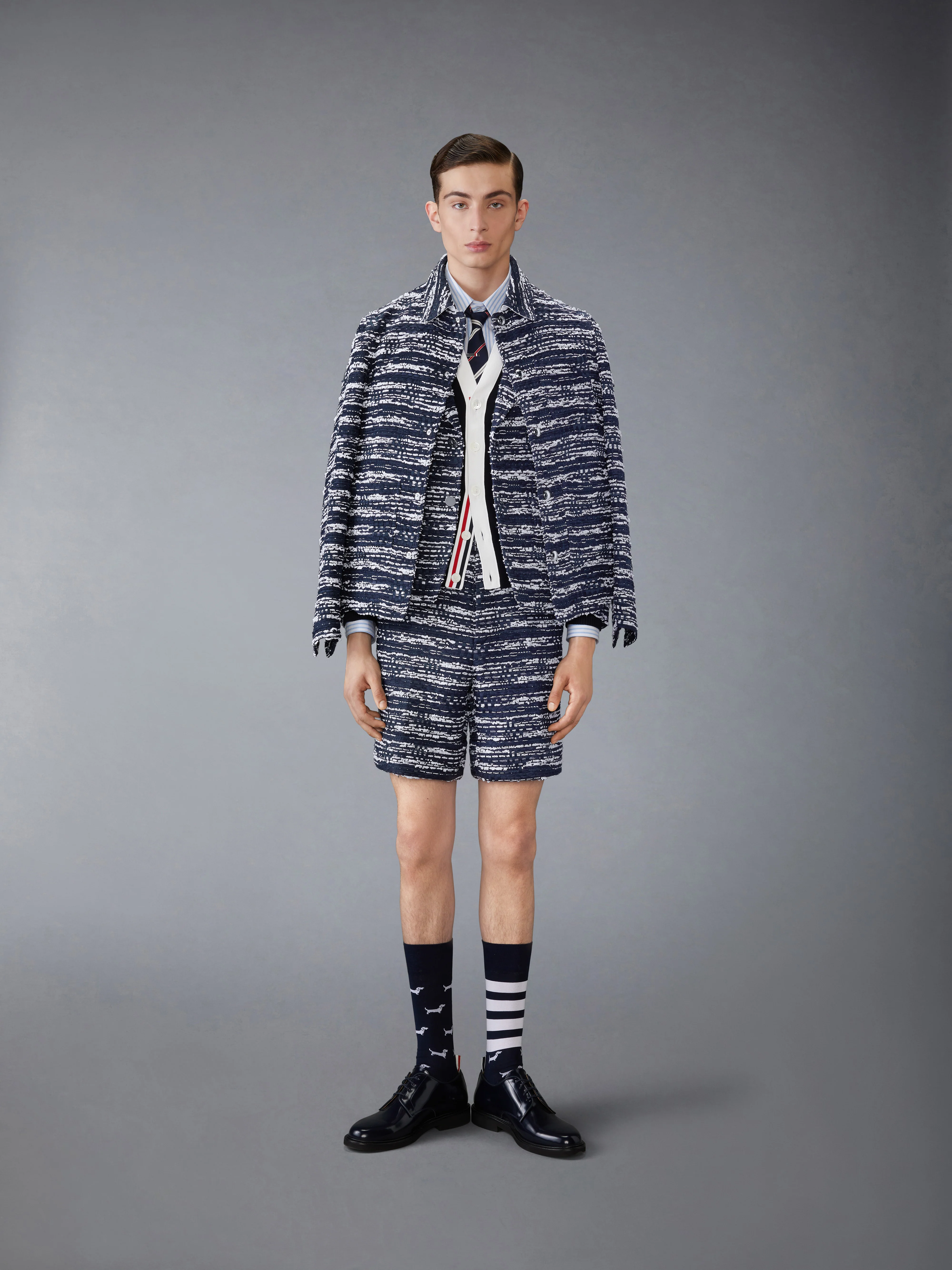 MELANGE TULLE YARN TWEED UTILITY JACKET - Image 3