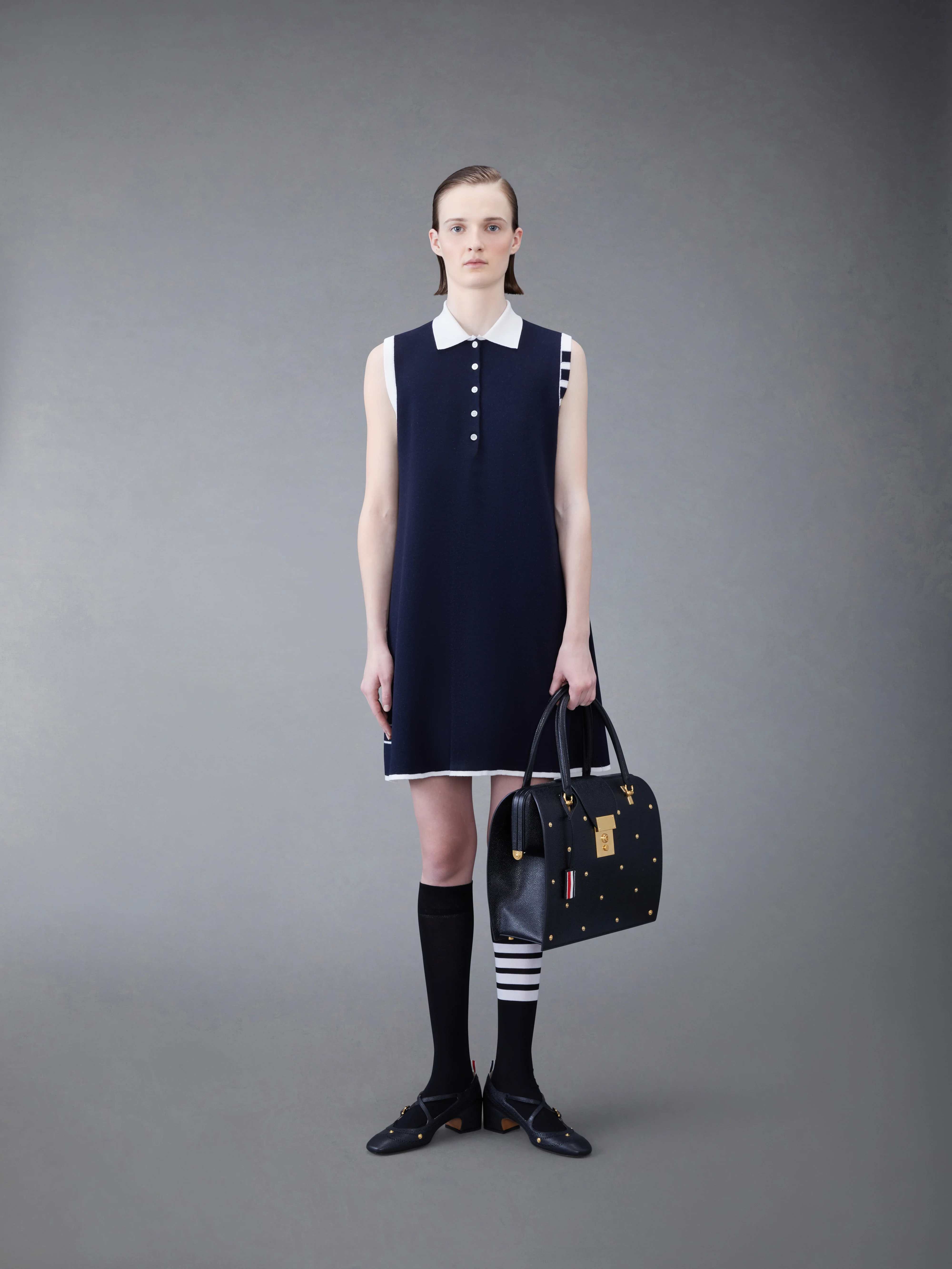 Merino Hector 4-bar Sleeveless Polo Mini Dress - Image 4