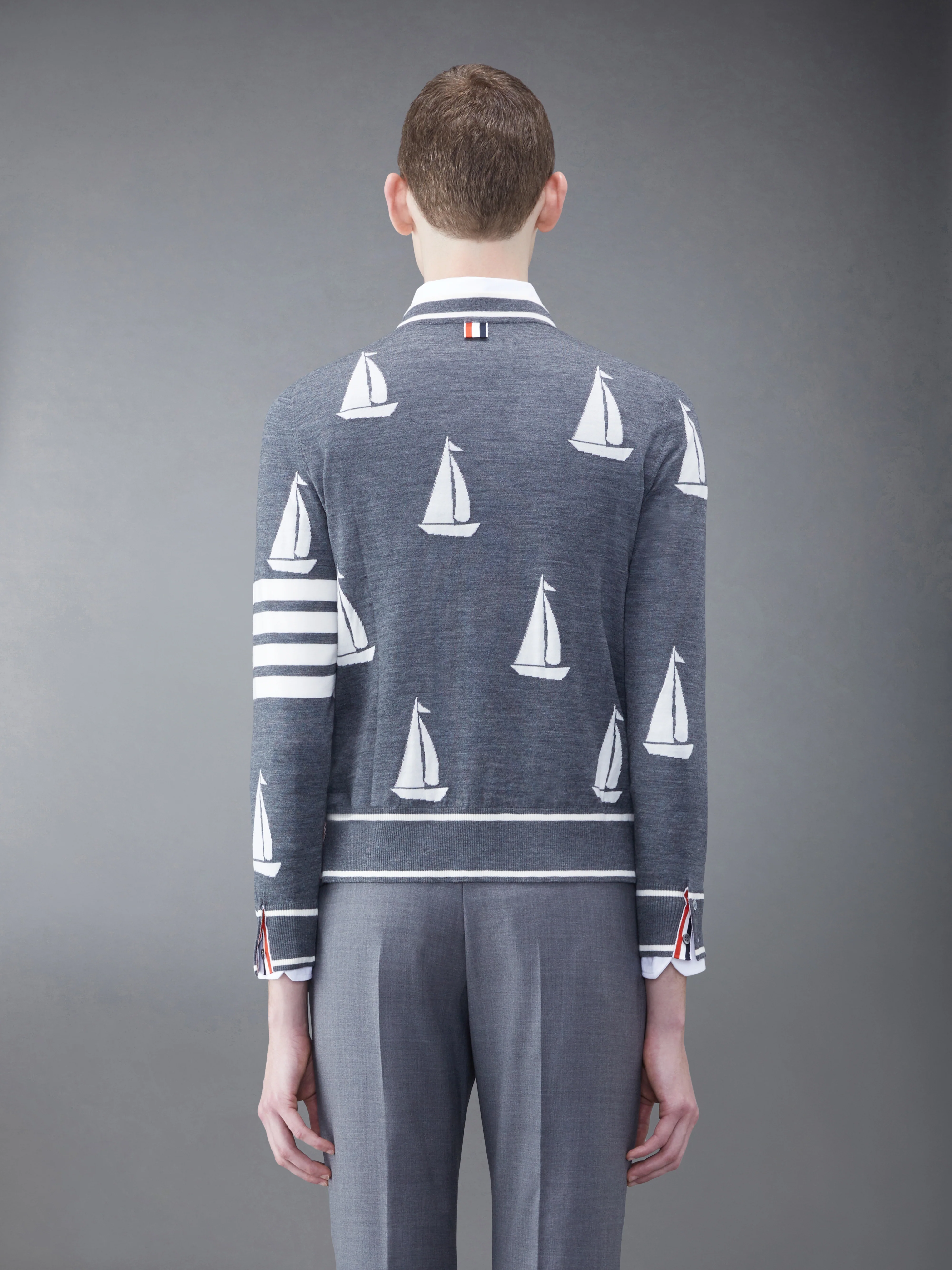 Merino Sailboat 4-bar V-neck Cardigan - Image 2