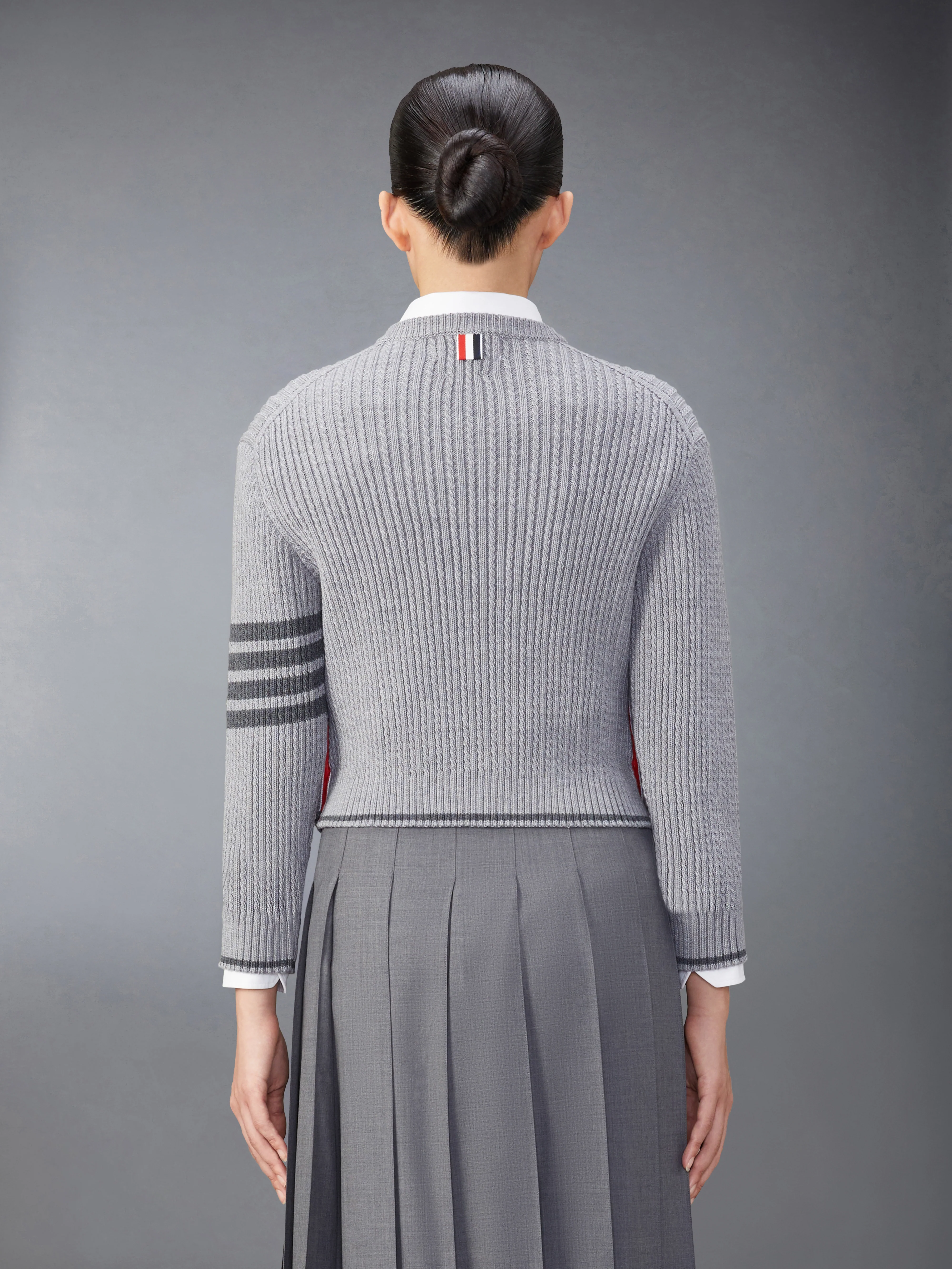 MERINO WOOL 4-BAR CROPPED CABLE PULLOVER - Image 2