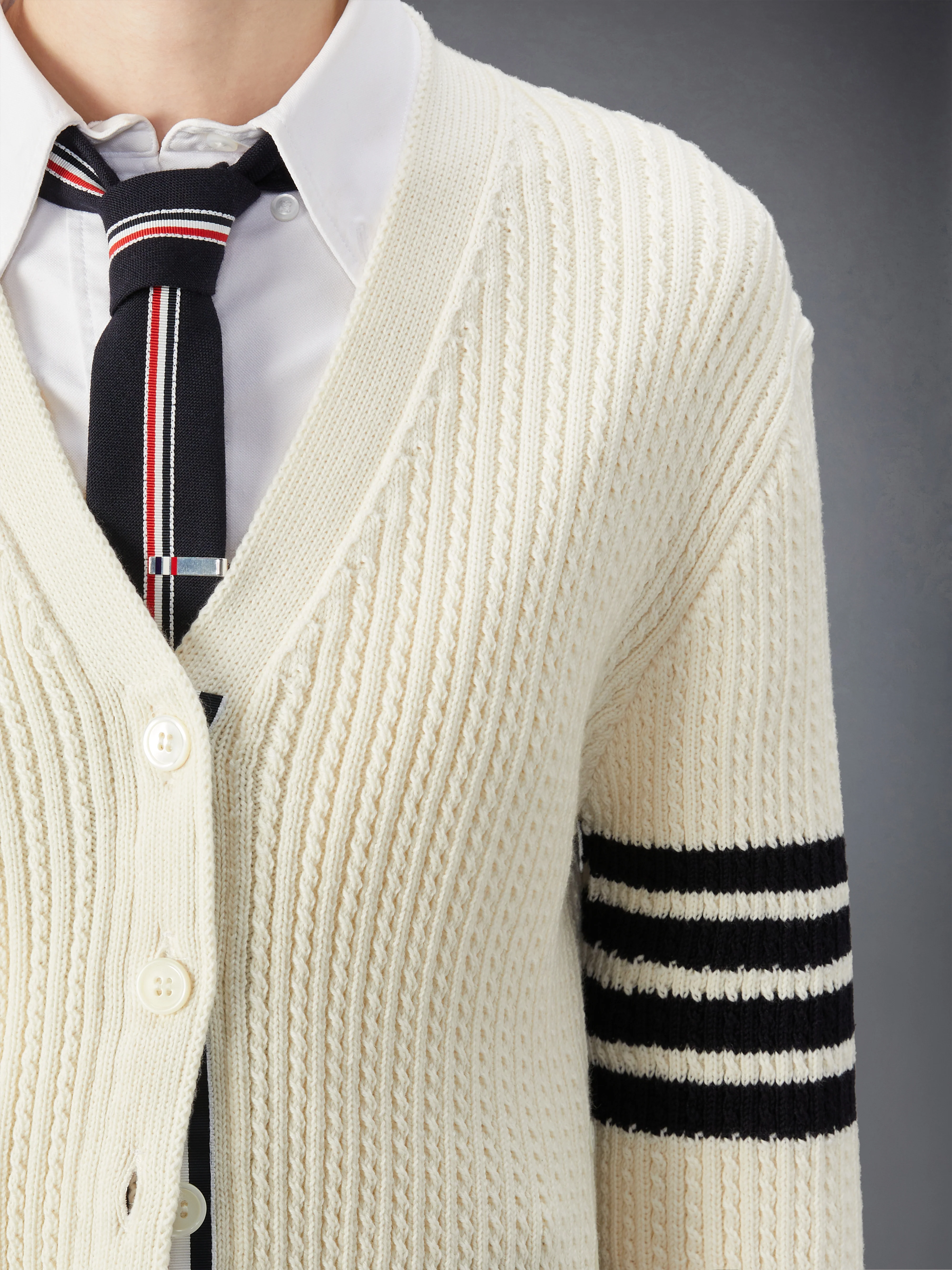 MERINO WOOL 4-BAR CROPPED CARDIGAN - Image 6