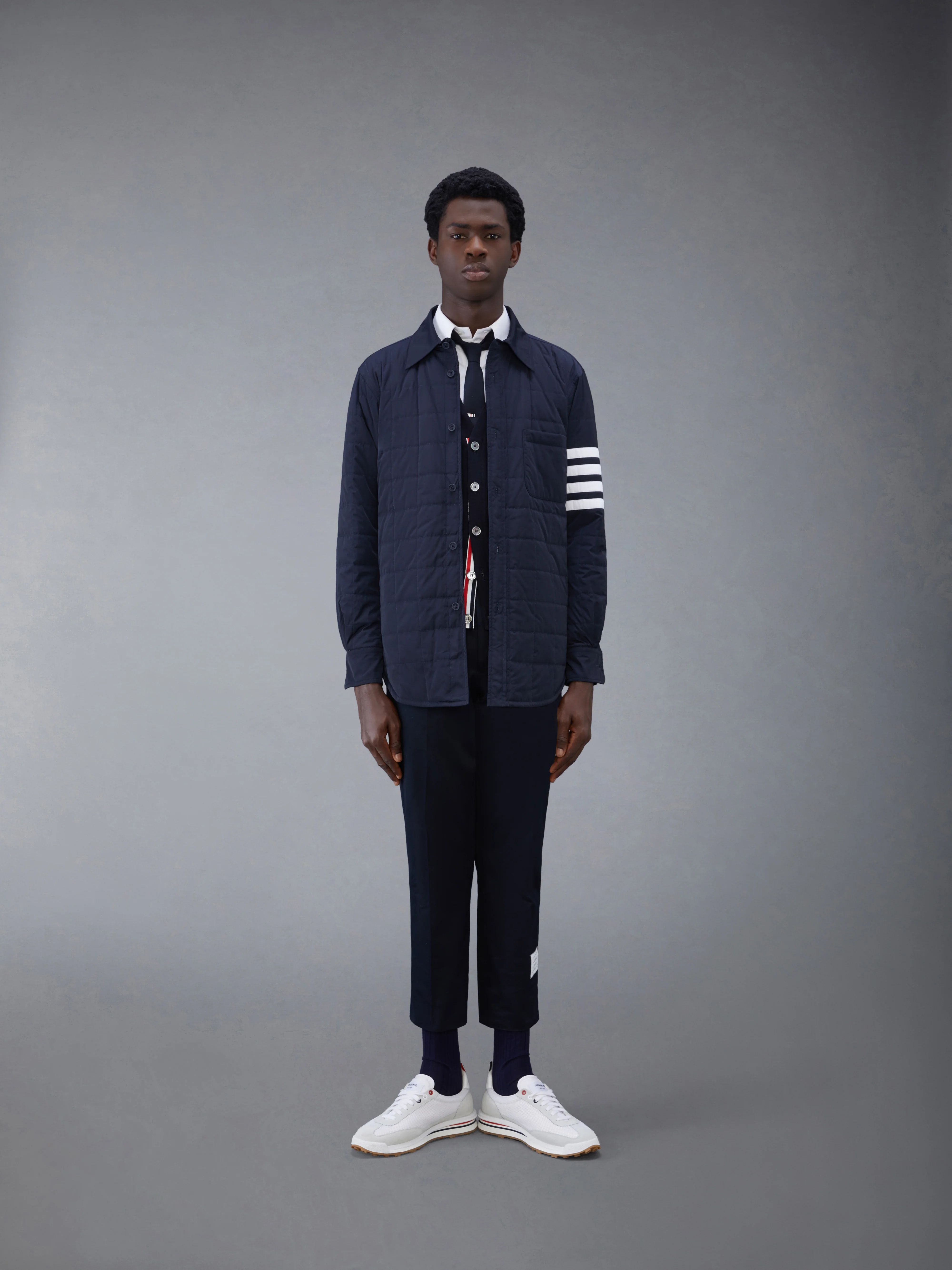 MERINO WOOL 4-BAR V-NECK CARDIGAN - Image 4