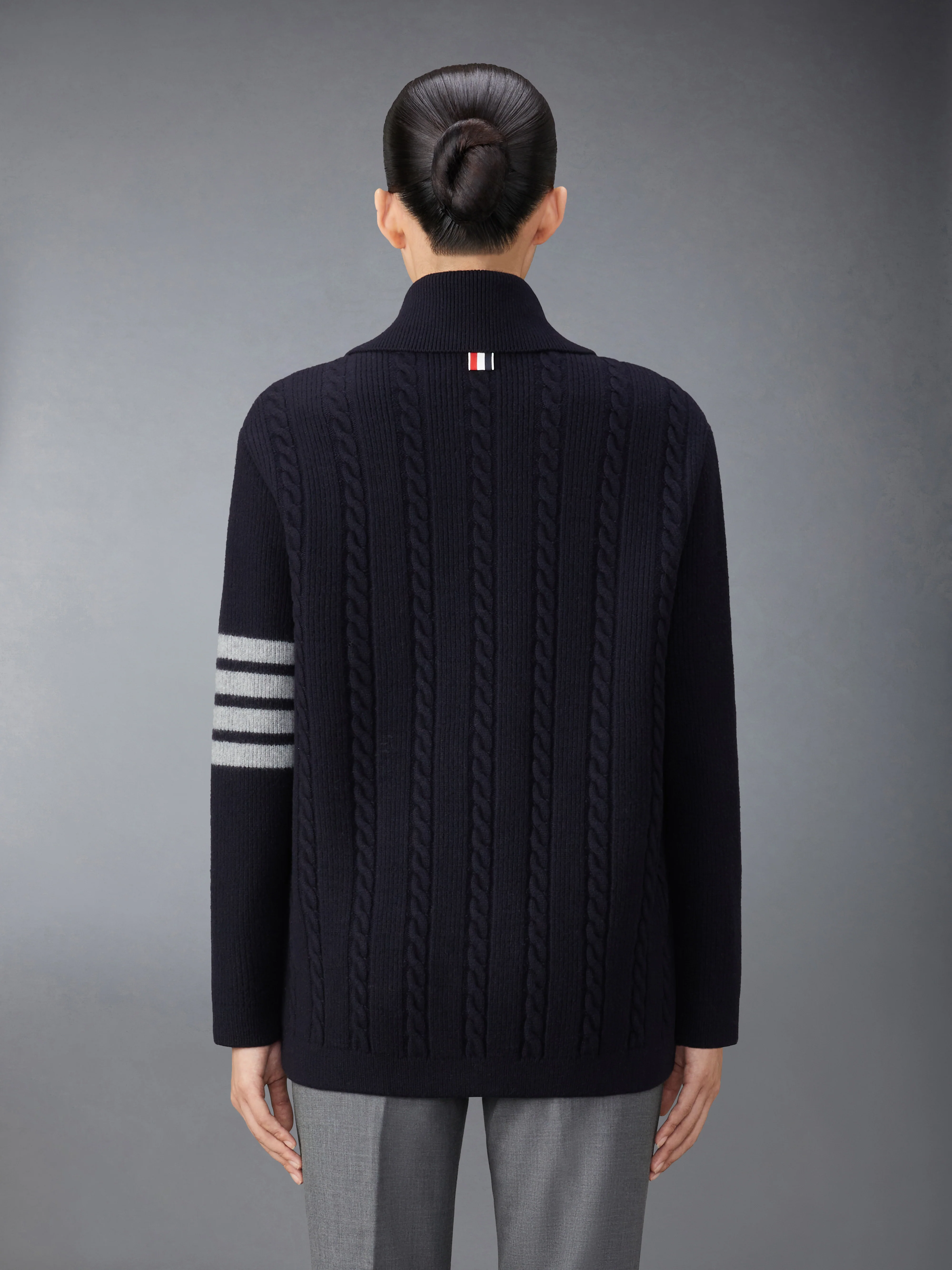 MERINO WOOL AND COTTON 4-BAR CABLE OVERCOAT - Image 2