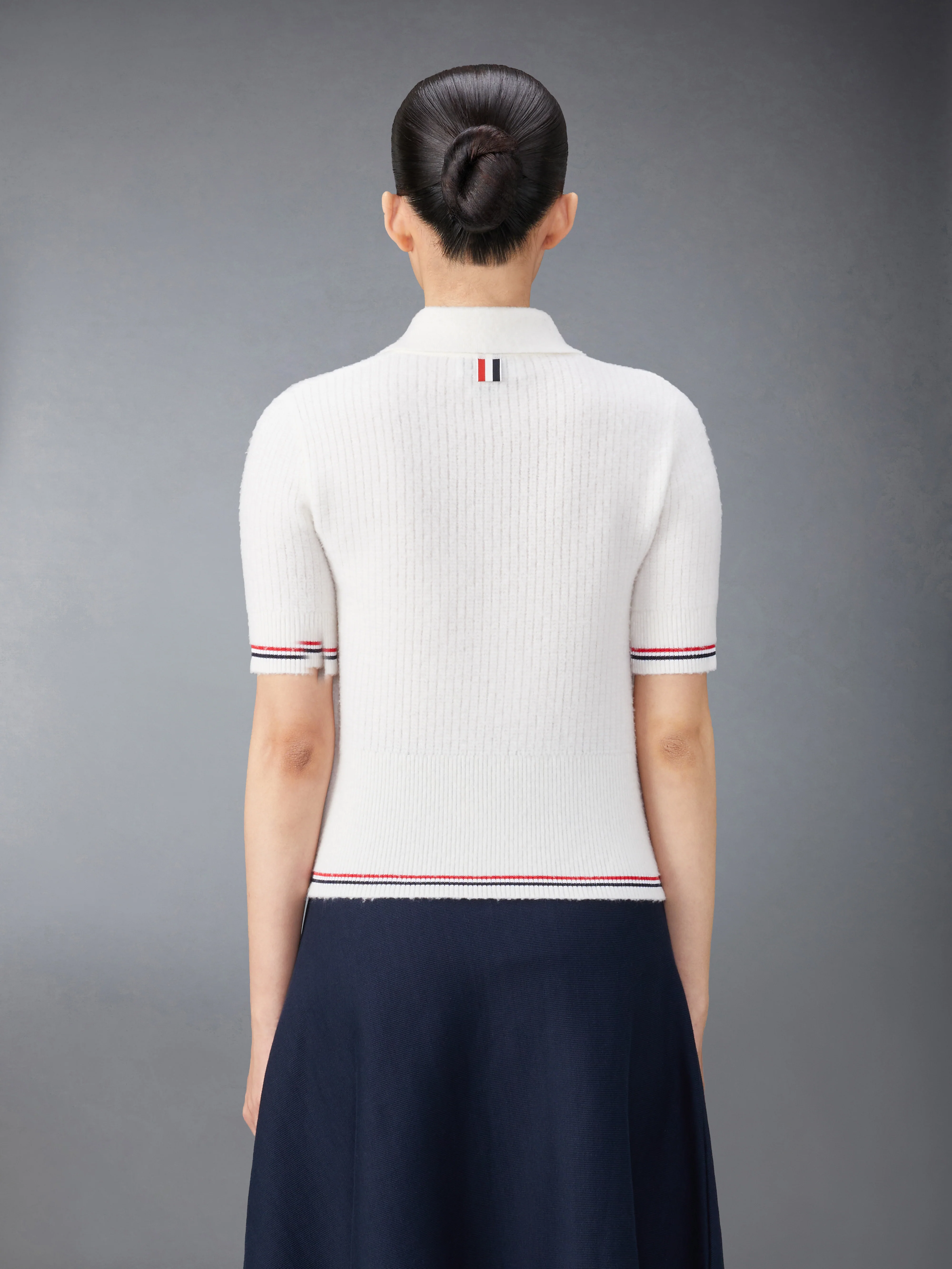 MERINO WOOL BRUSHED TUCK STITCH KEYHOLE POLO - Image 2