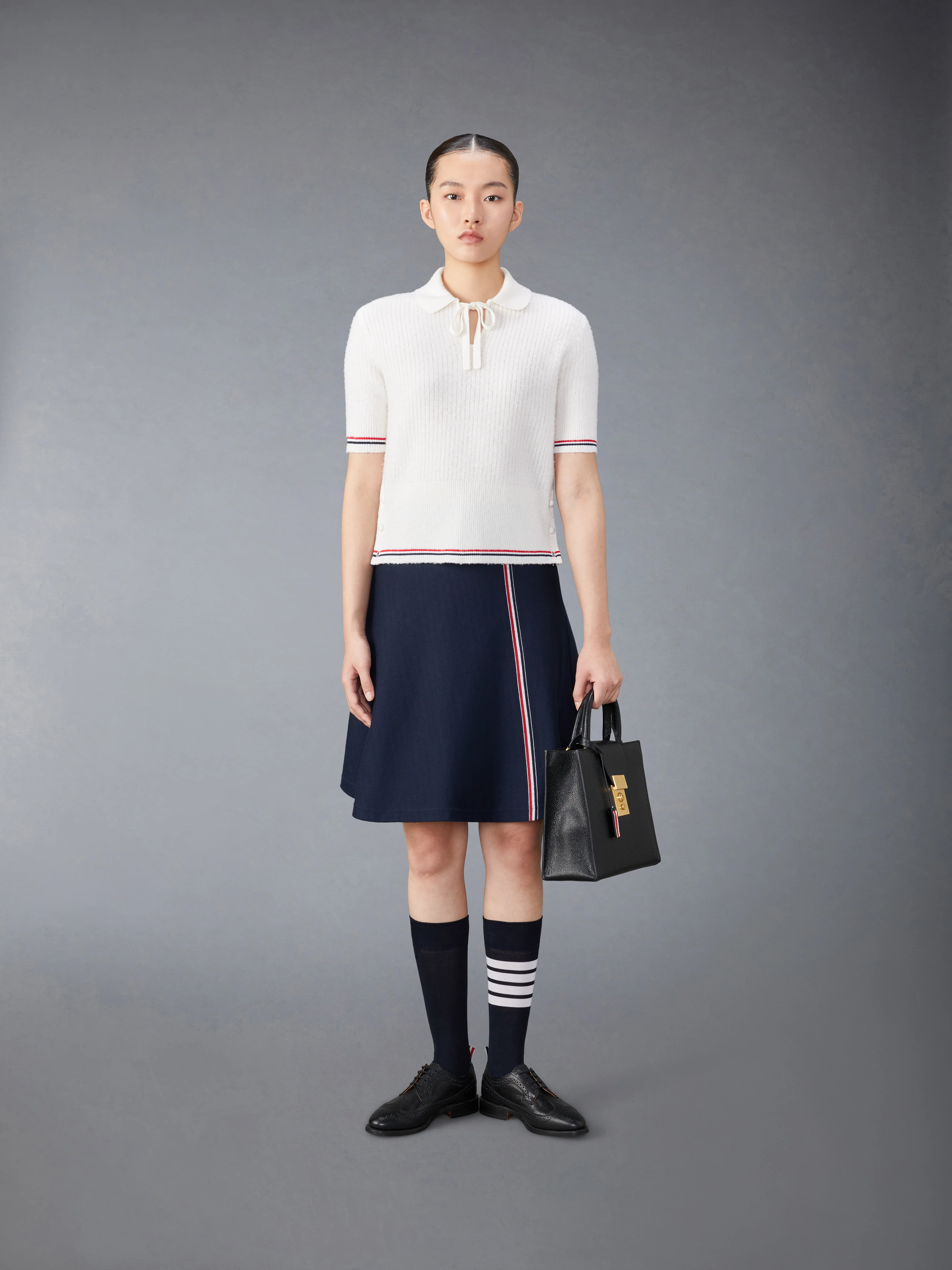 MERINO WOOL BRUSHED TUCK STITCH KEYHOLE POLO - Image 3