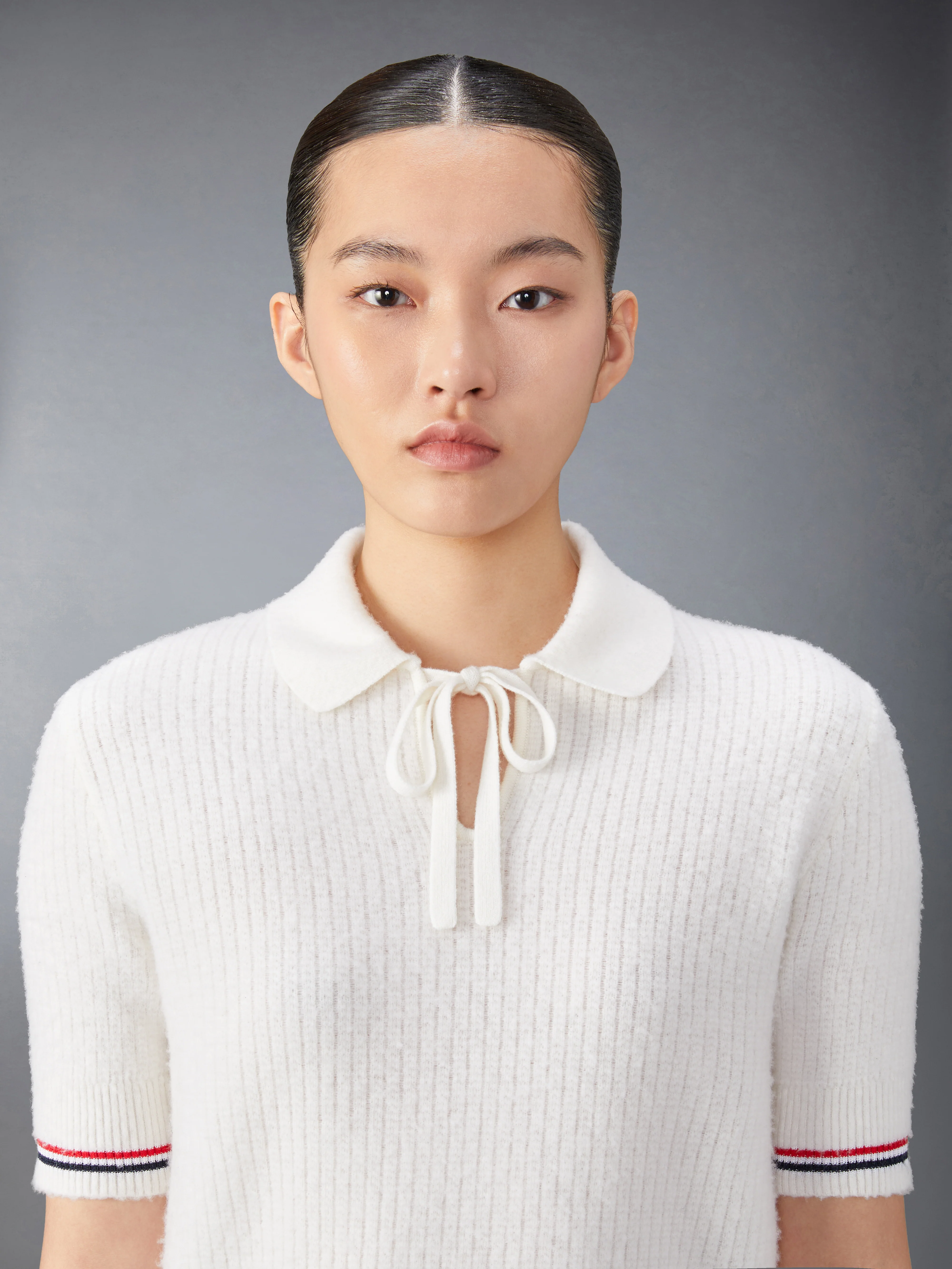 MERINO WOOL BRUSHED TUCK STITCH KEYHOLE POLO - Image 4