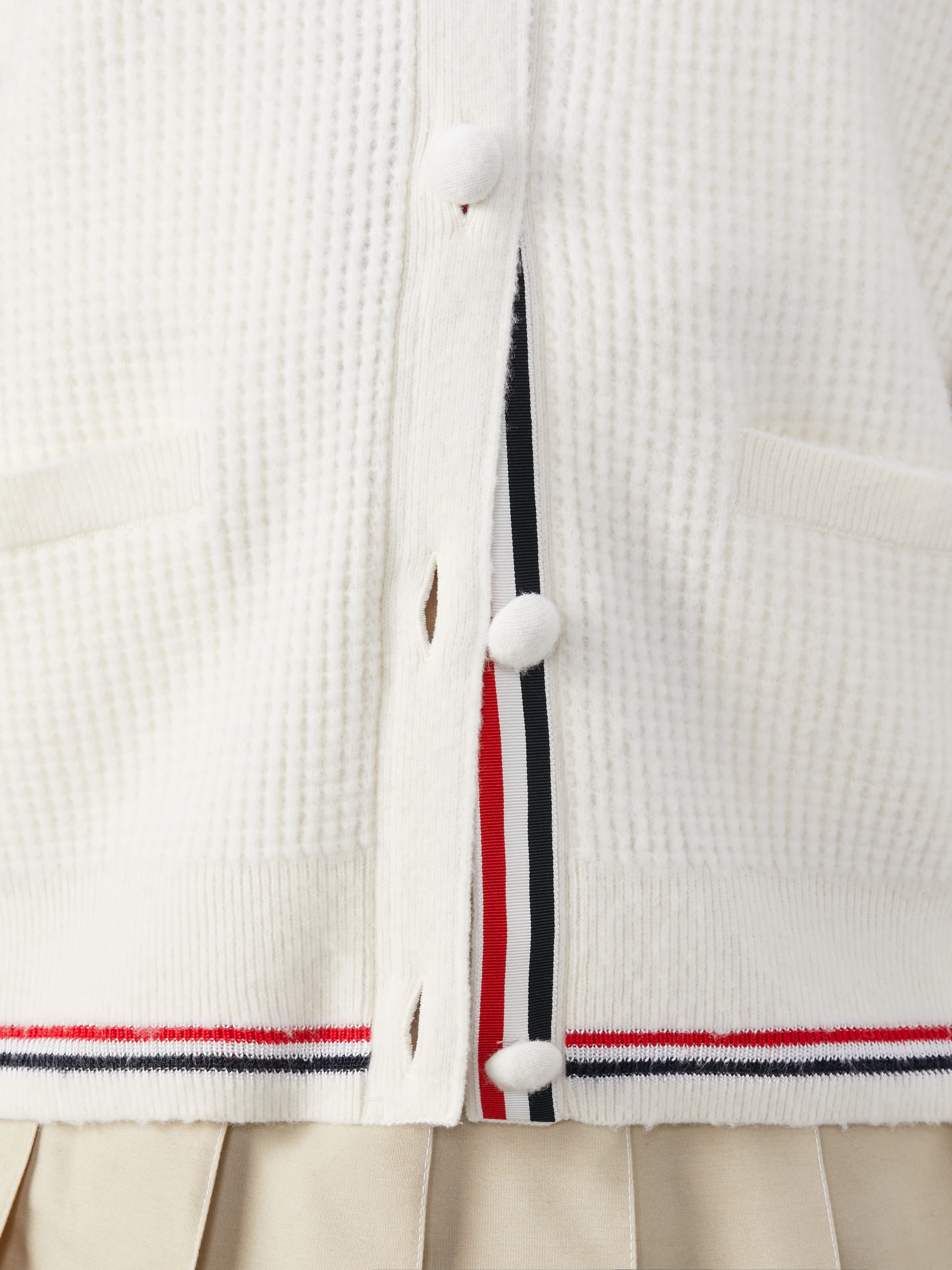 MERINO WOOL BRUSHED TUCK STITCH POLO CARDIGAN - Image 6