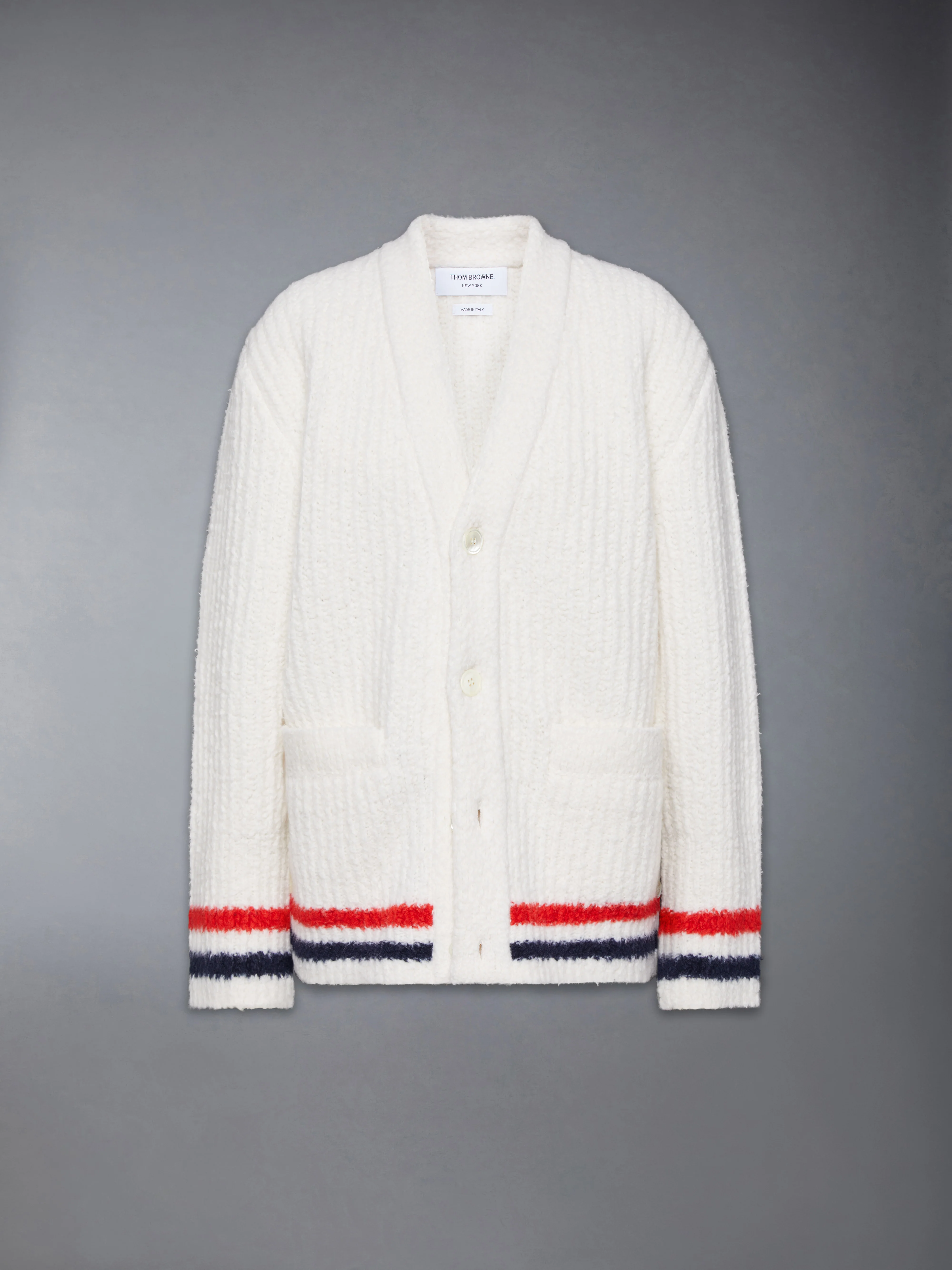 MERINO WOOL CHUNKY STITCH V NECK CARDIGAN - Image 6