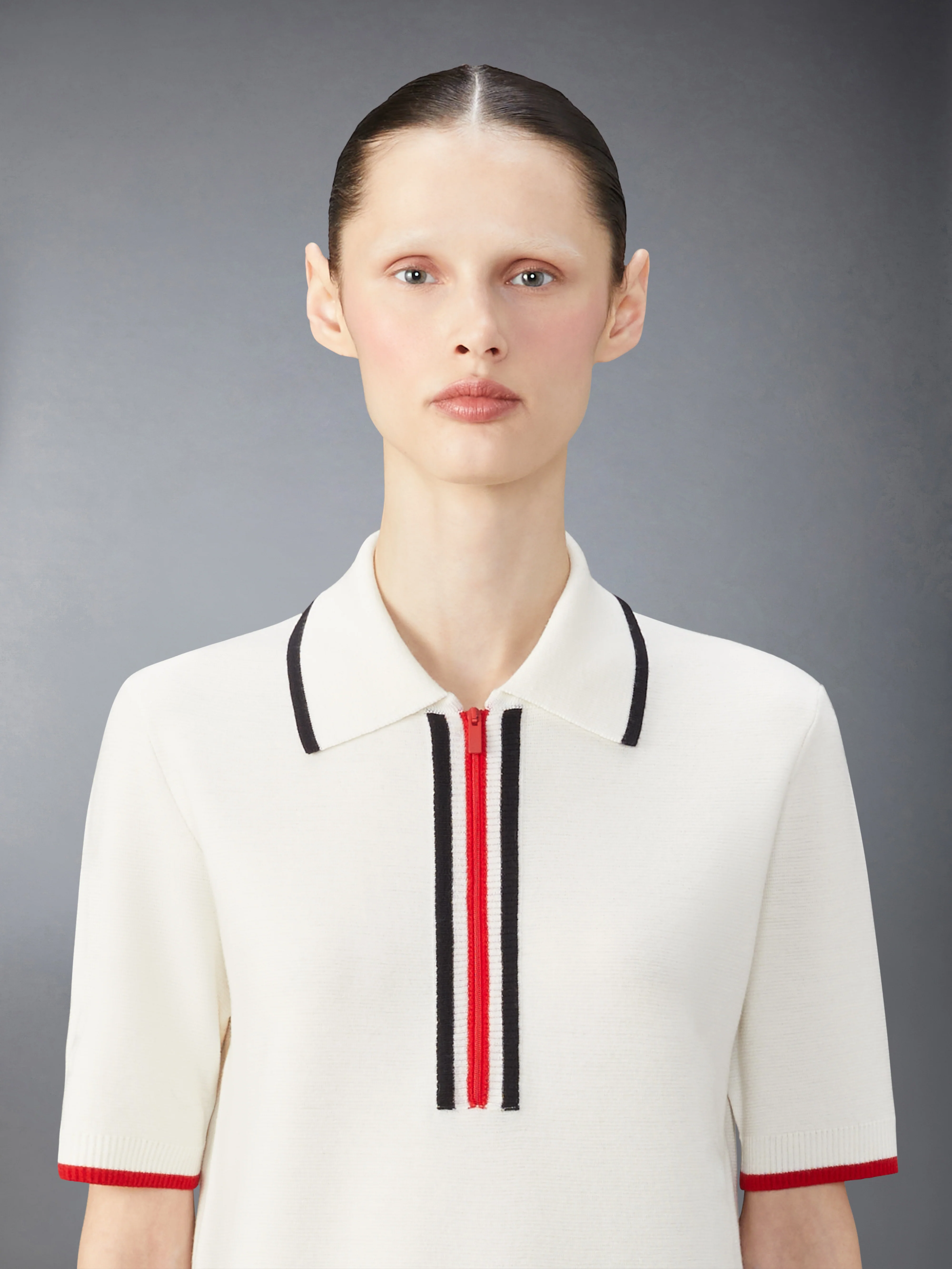 MERINO WOOL MILANO STITCH ZIP UP POLO DRESS - Image 6