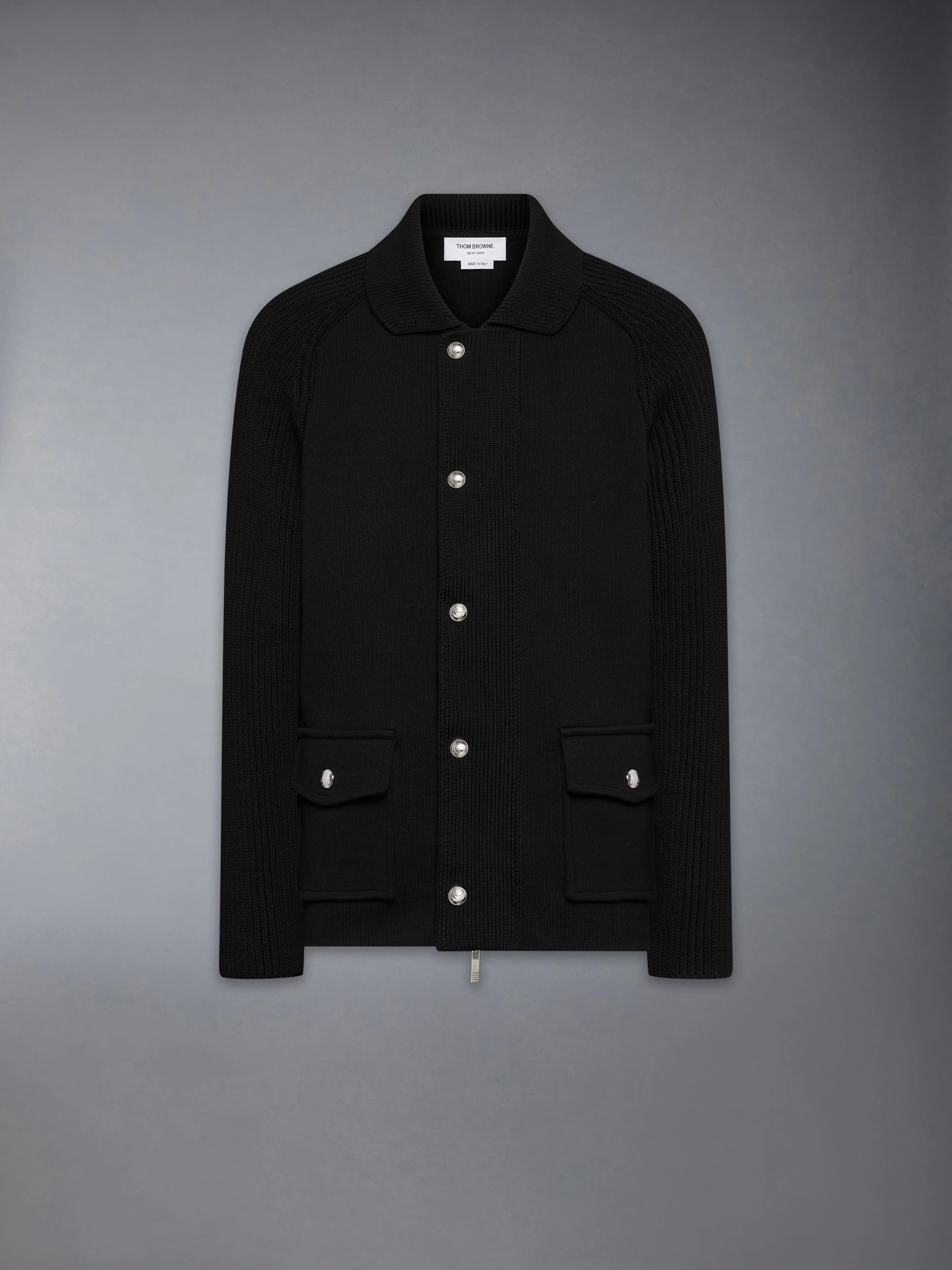 MIXED STITCH COTTON CASHMERE ZIP UP JACKET - Image 6