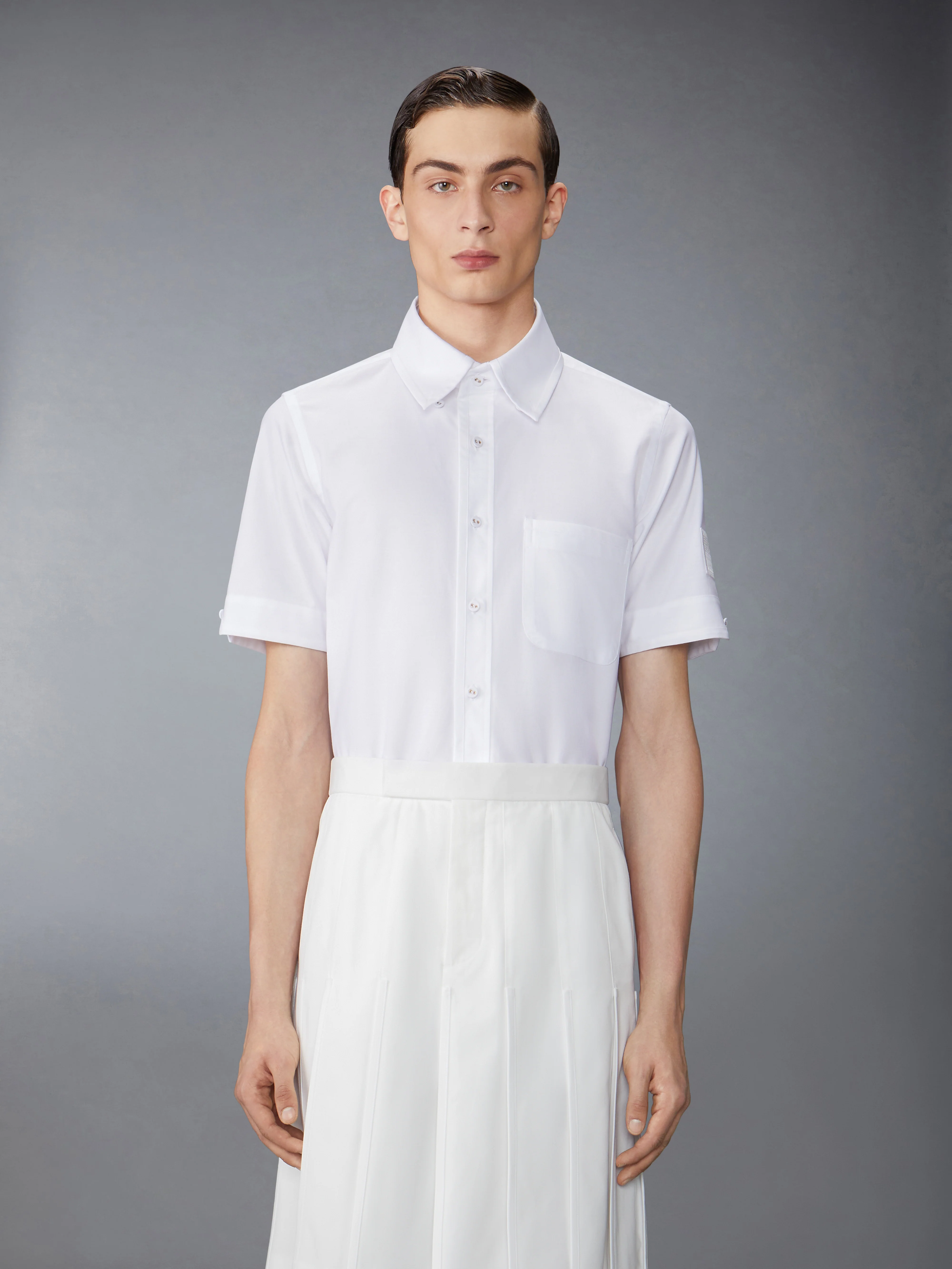 OXFORD SELF TIPPING AND FLAG PATCH SHIRT
