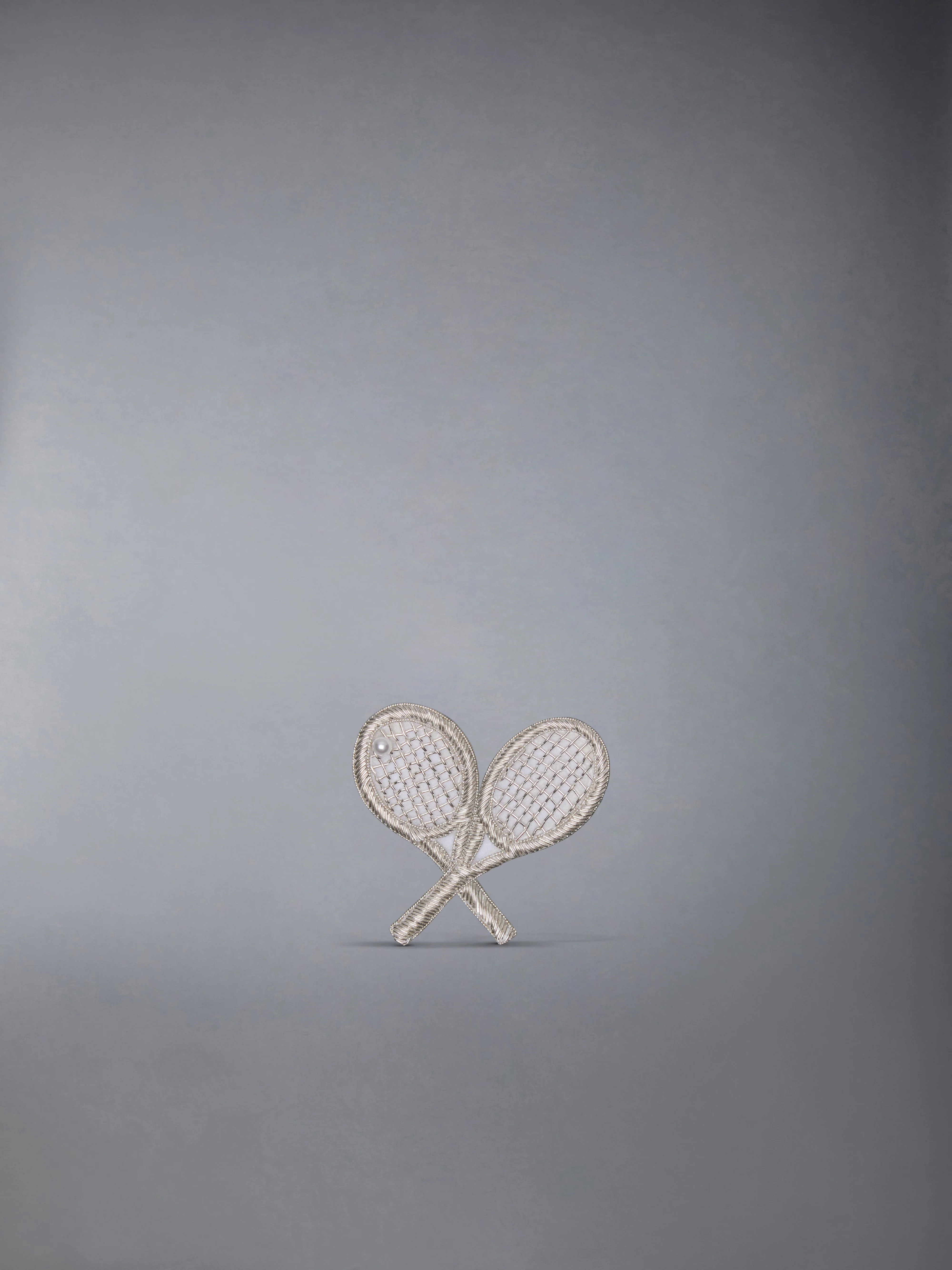 PEARL AND BULLION EMBROIDERY TENNIS RACQUET BROOCH