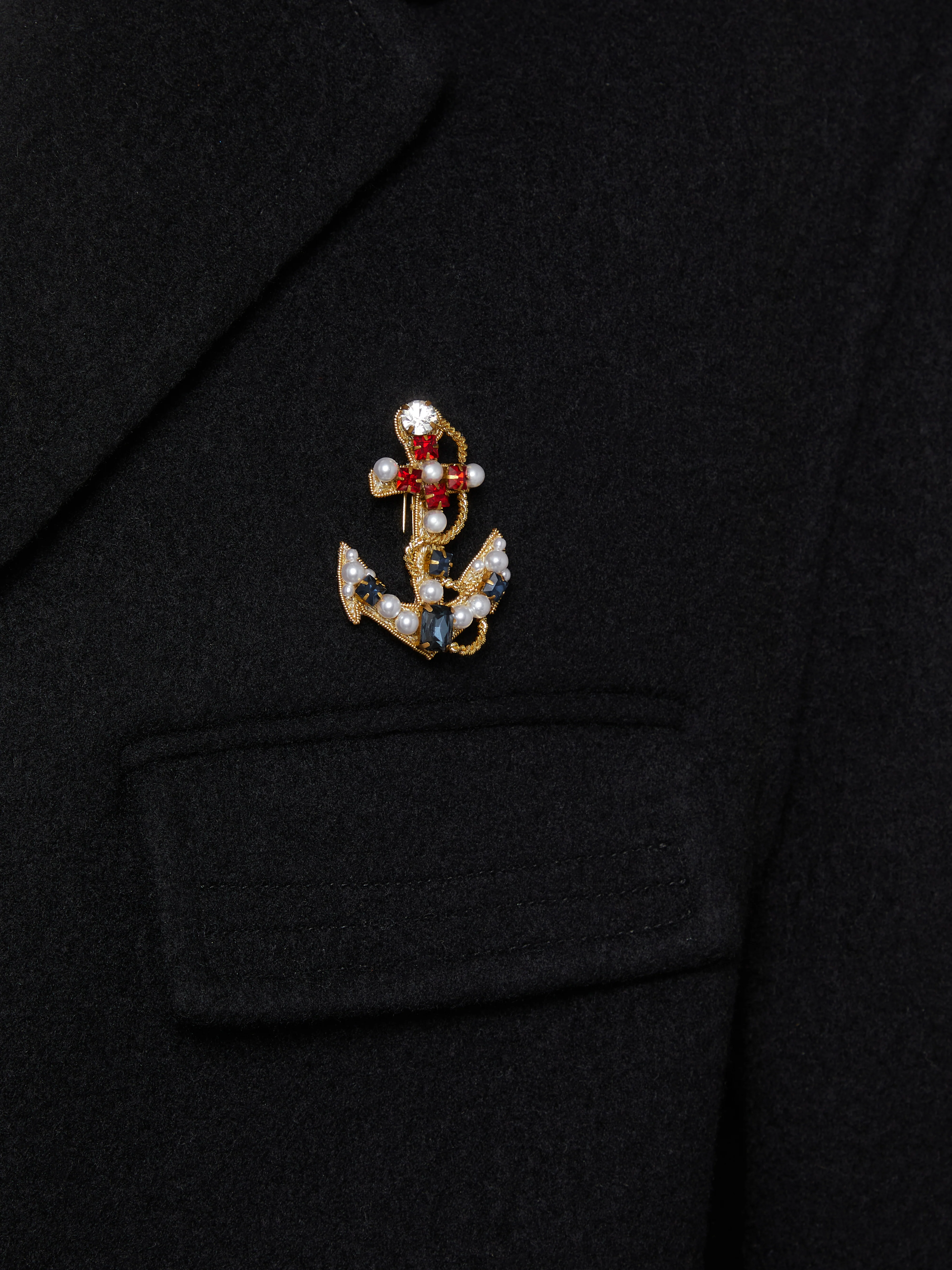 PEARL AND CRYSTAL EMBROIDERY ANCHOR BROOCH - Image 3