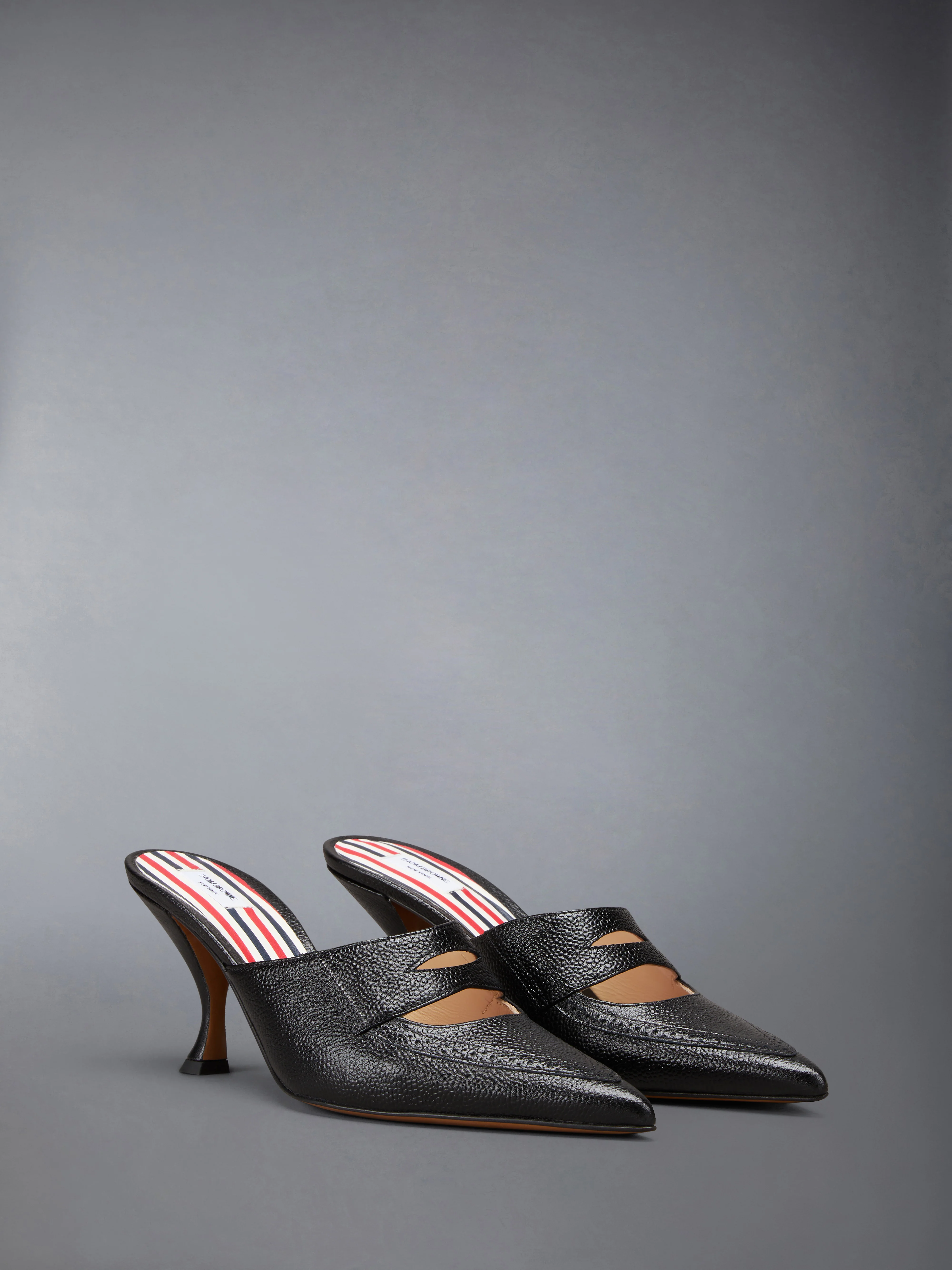 PEBBLE GRAIN CUT OUT PENNY LOAFER MULE - Image 2