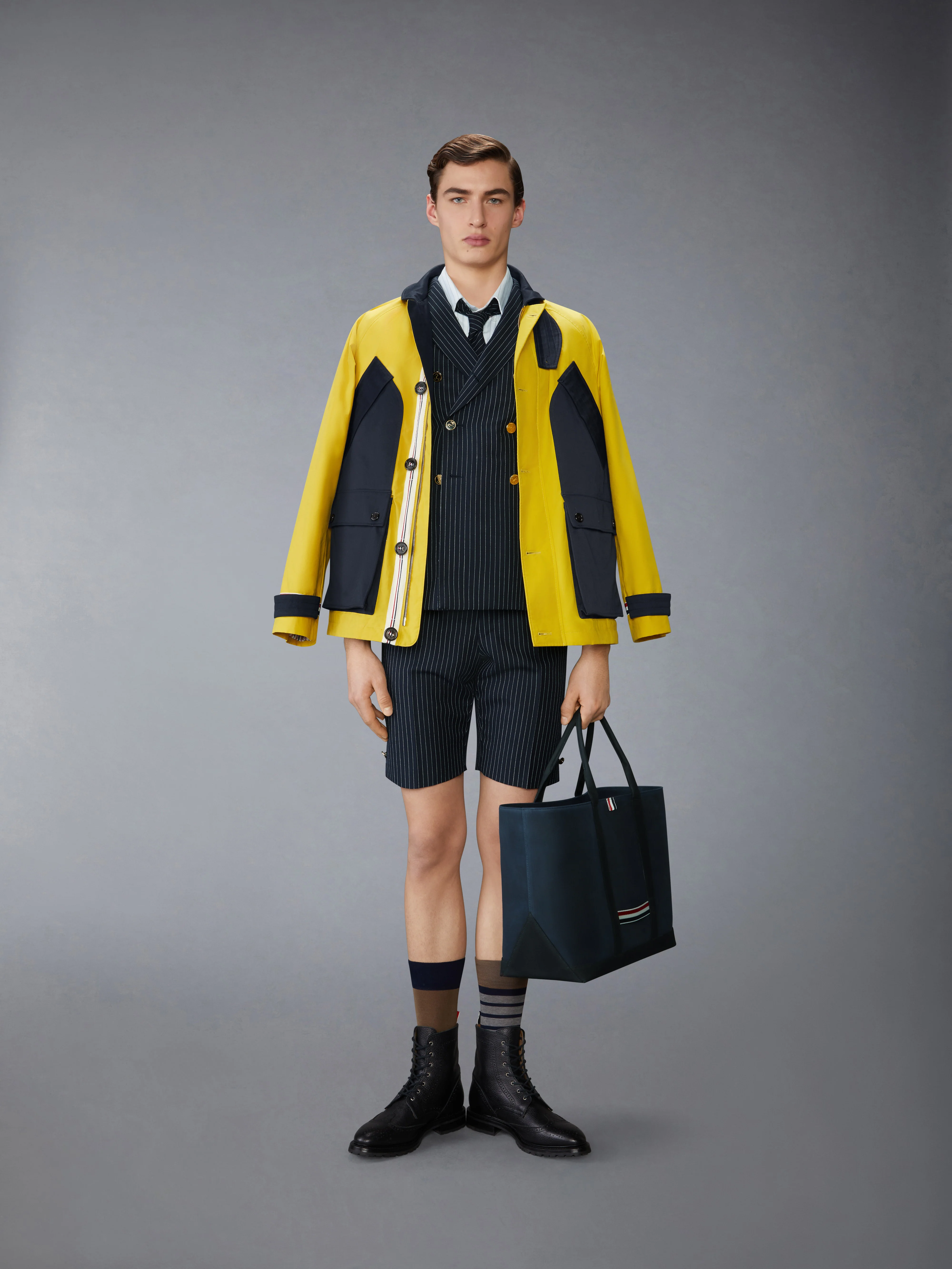 PINSTRIPE HIGH TWIST WOOL SHORTS - Image 3