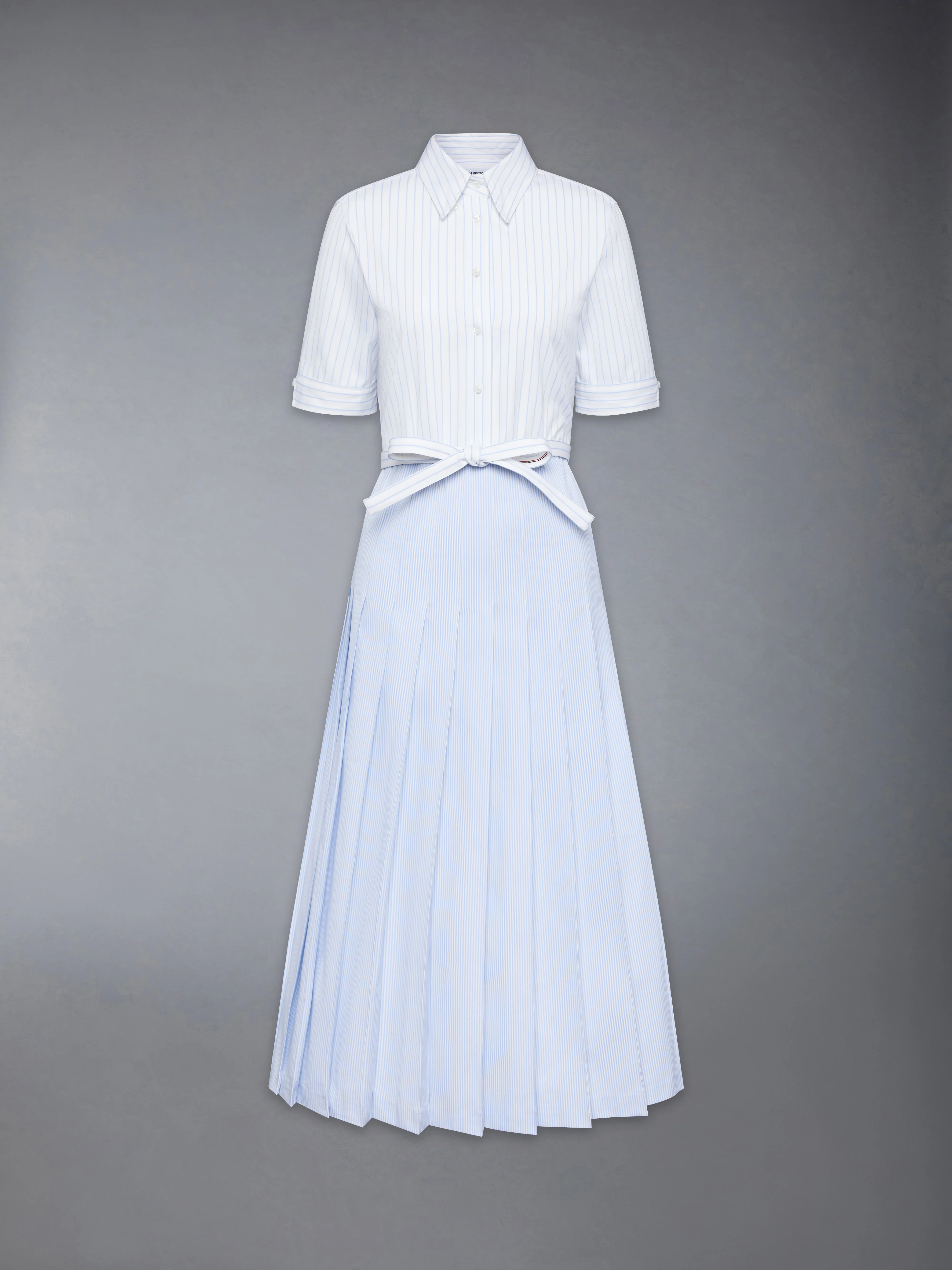 PINSTRIPE POPLIN BELTED PLEATED SHIRTDRESS - Image 7