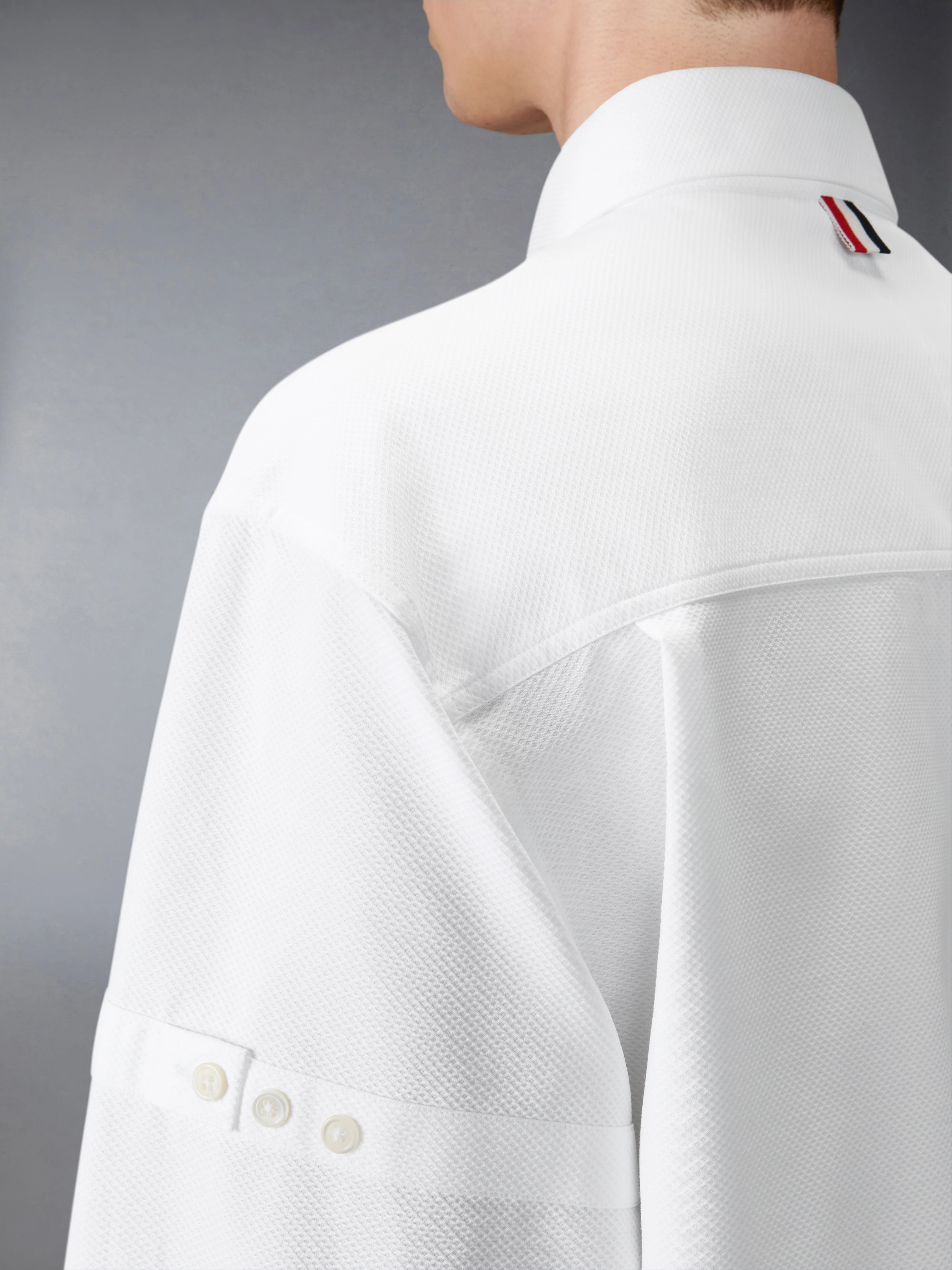 PIQUE DOUBLE NEEDLE ARMBAND OVERSIZED SHIRT - Image 4