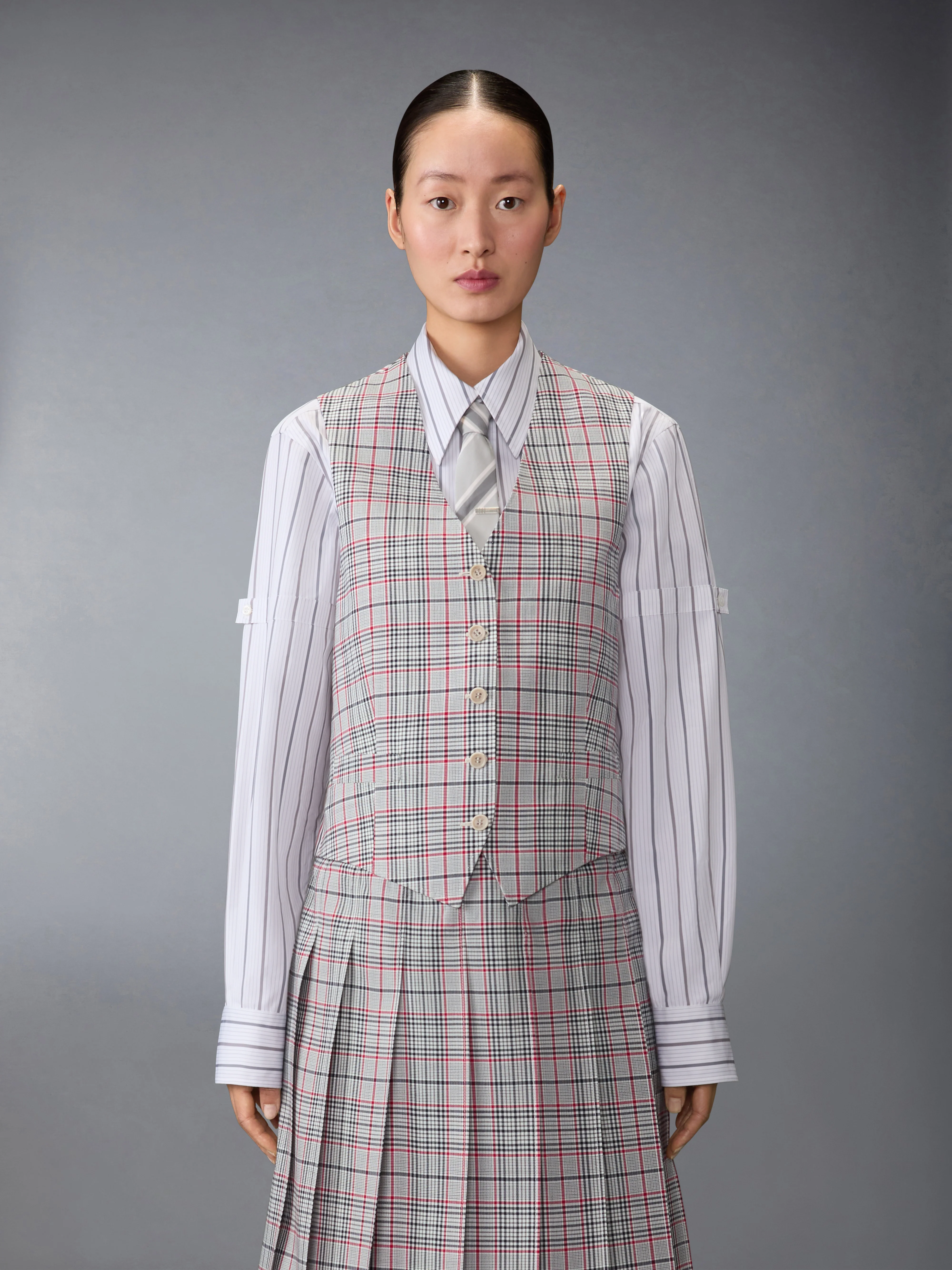 PLAID CHECK COOL WOOL VEST