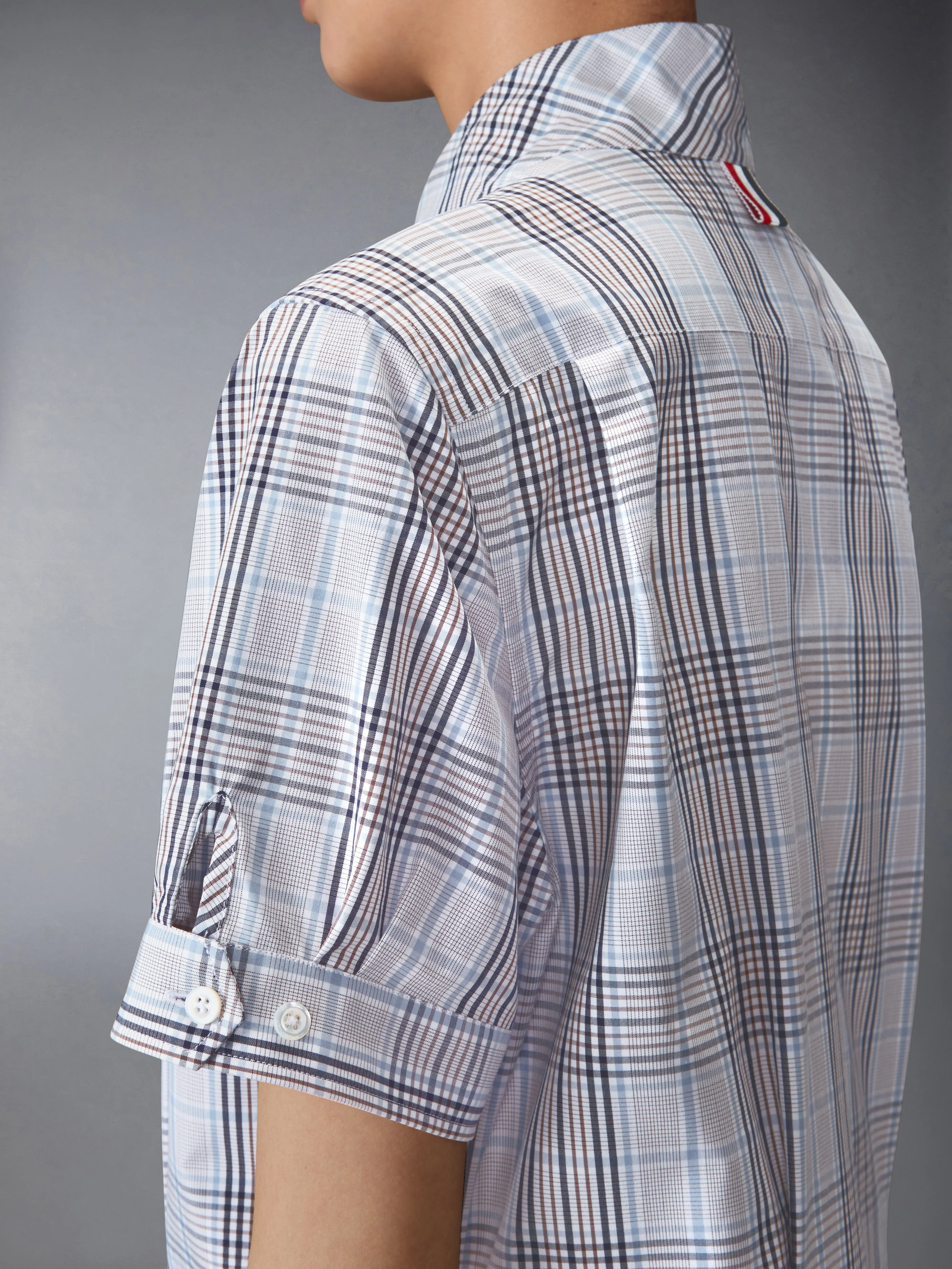 PLAID CHECK POPLIN TIE COLLAR BLOUSE - Image 4