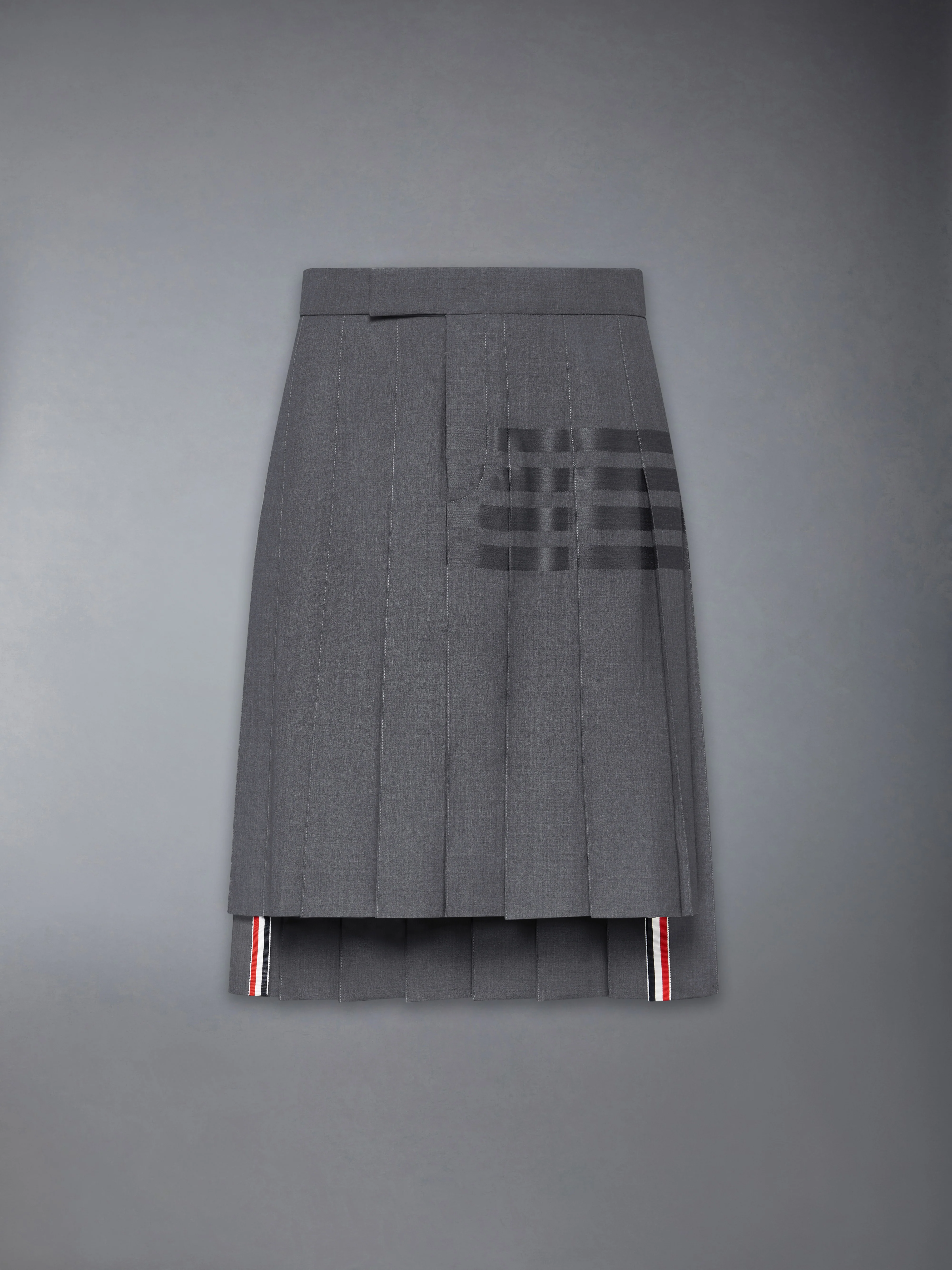 PLAIN WEAVE 4-BAR BACKSTRAP PLEATED SKIRT - Image 8