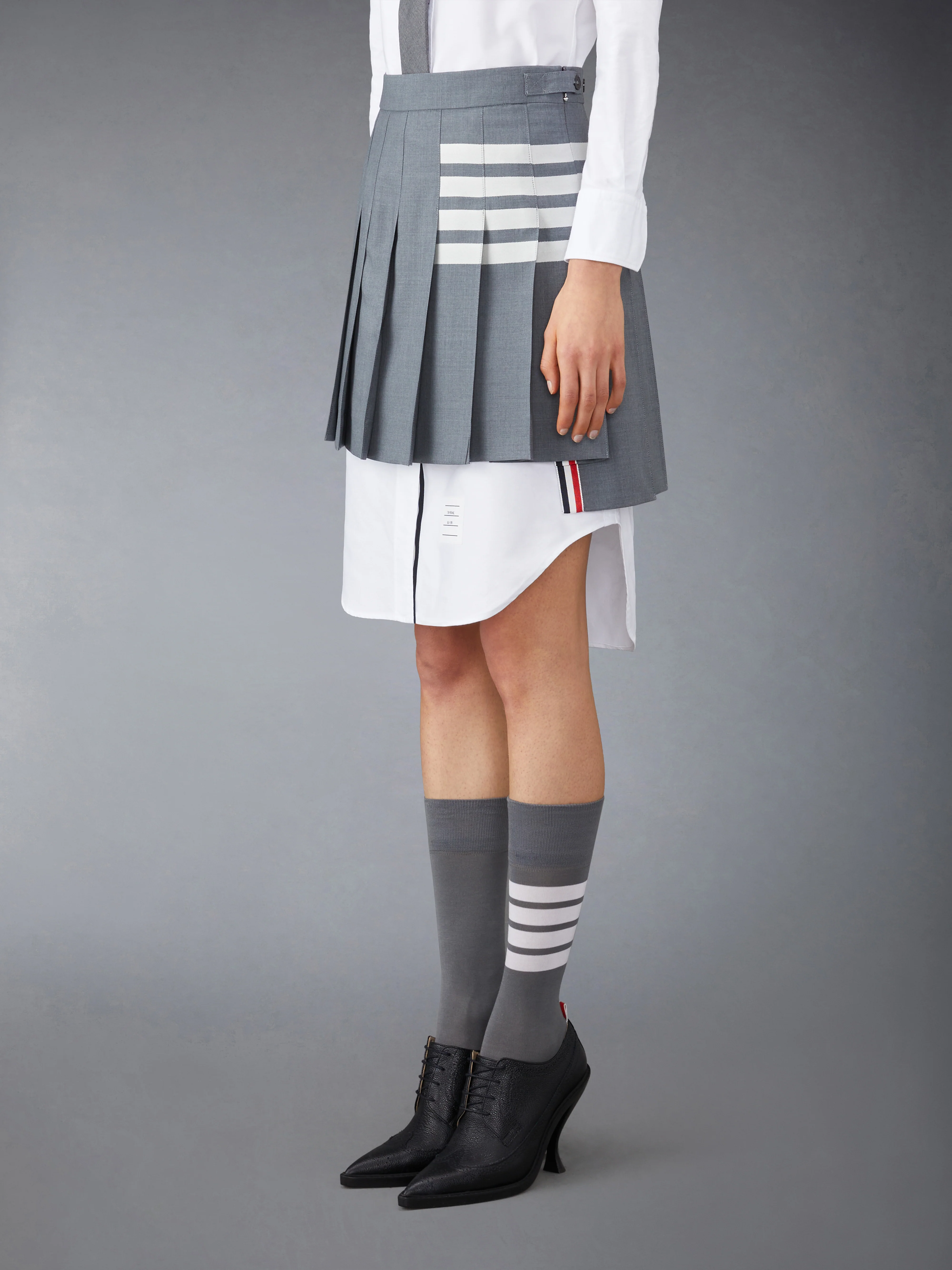 PLAIN WEAVE 4-BAR PLEATED MINI SKIRT - Image 2