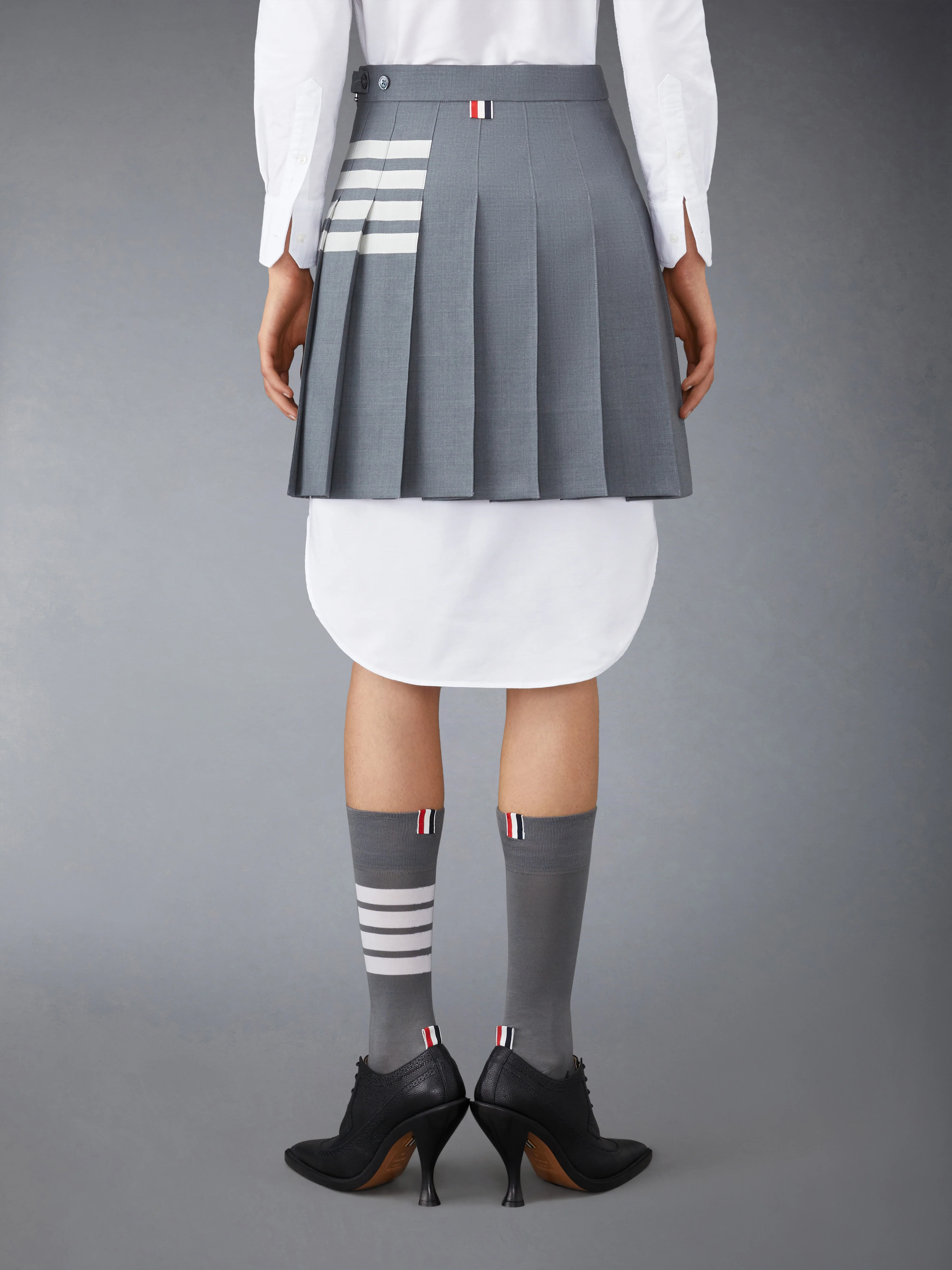 PLAIN WEAVE 4-BAR PLEATED MINI SKIRT - Image 3