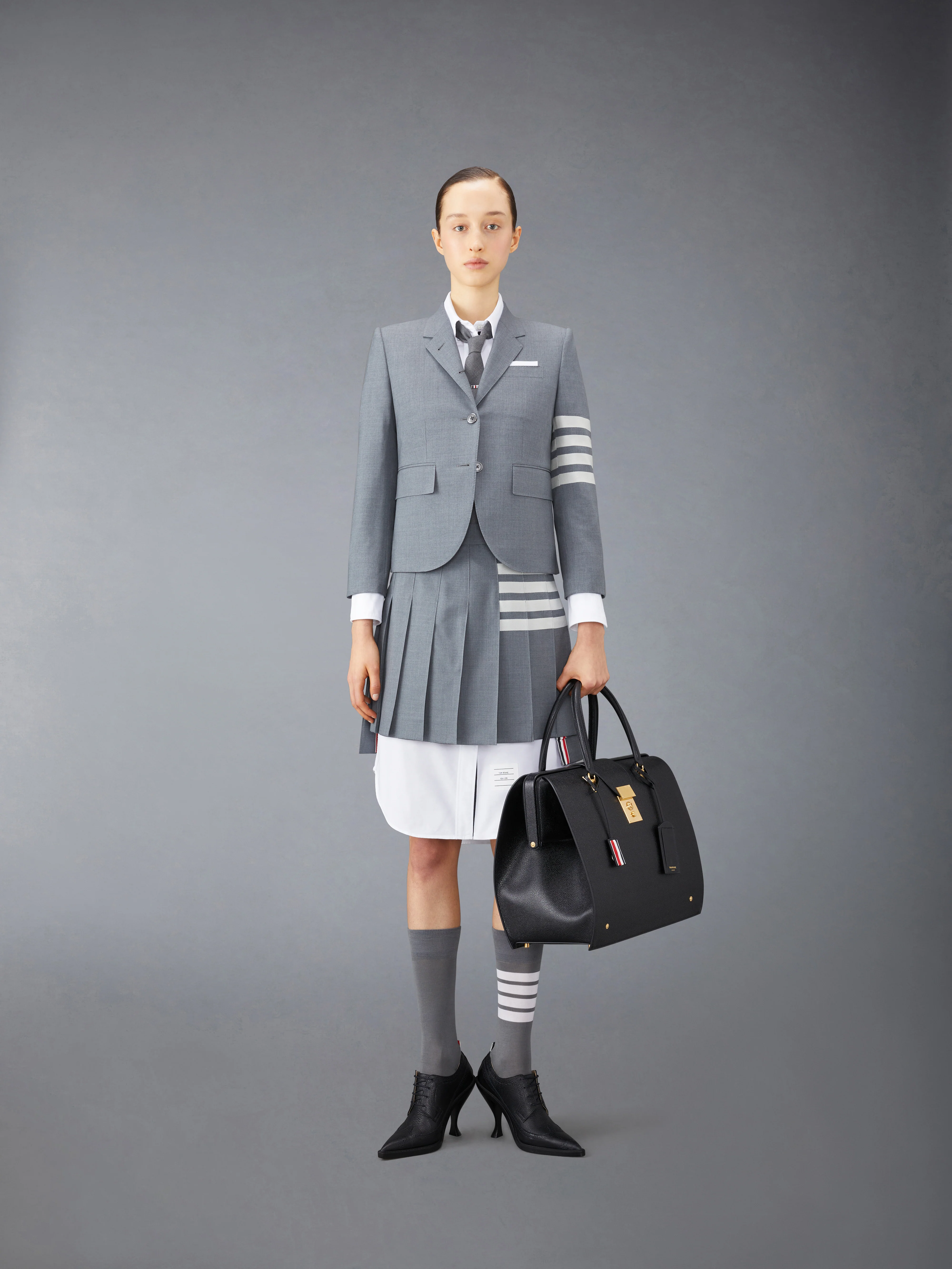 PLAIN WEAVE 4-BAR PLEATED MINI SKIRT - Image 4