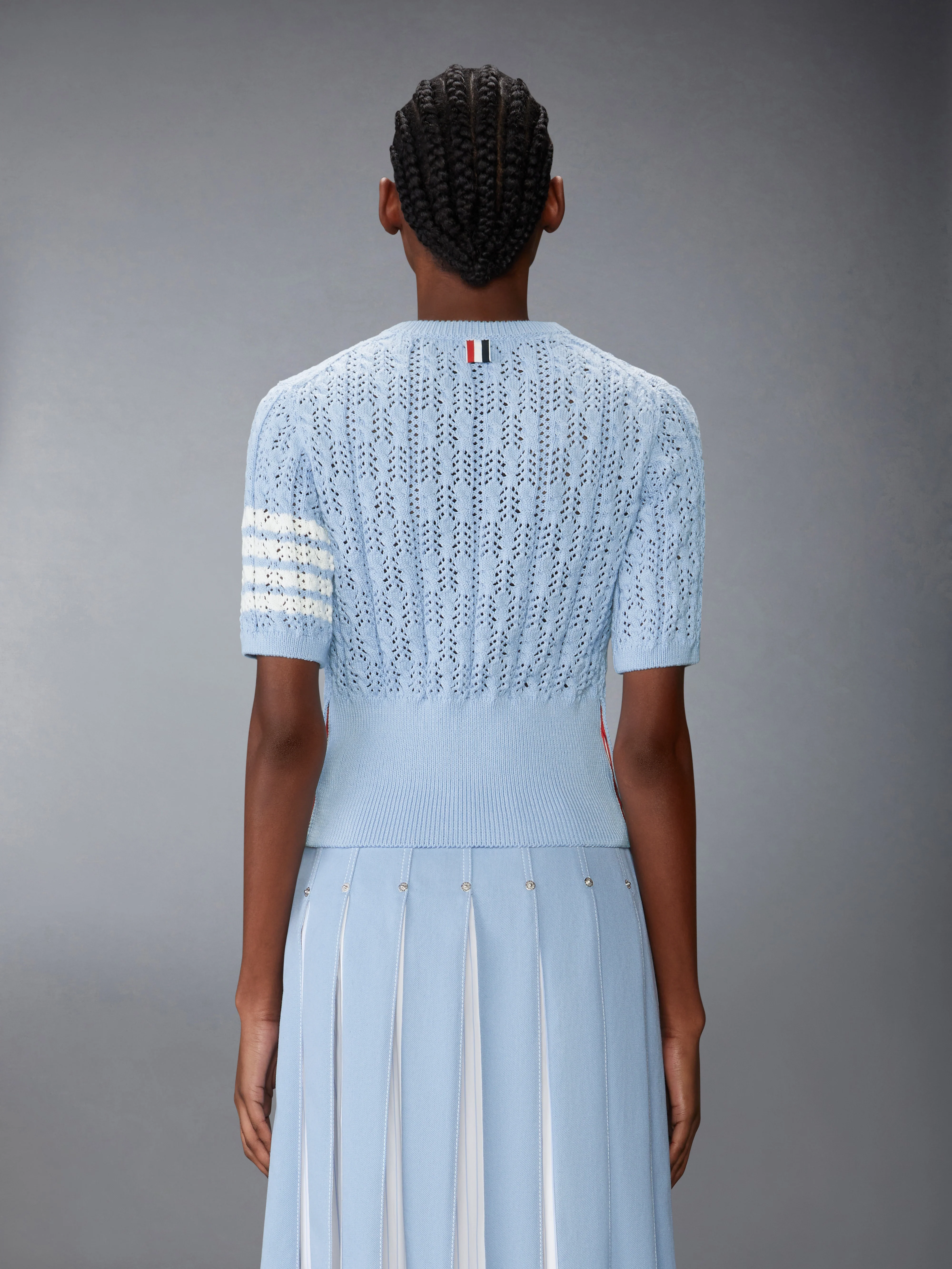 POINTELLE CABLE STITCH 4-BAR TEE - Image 2