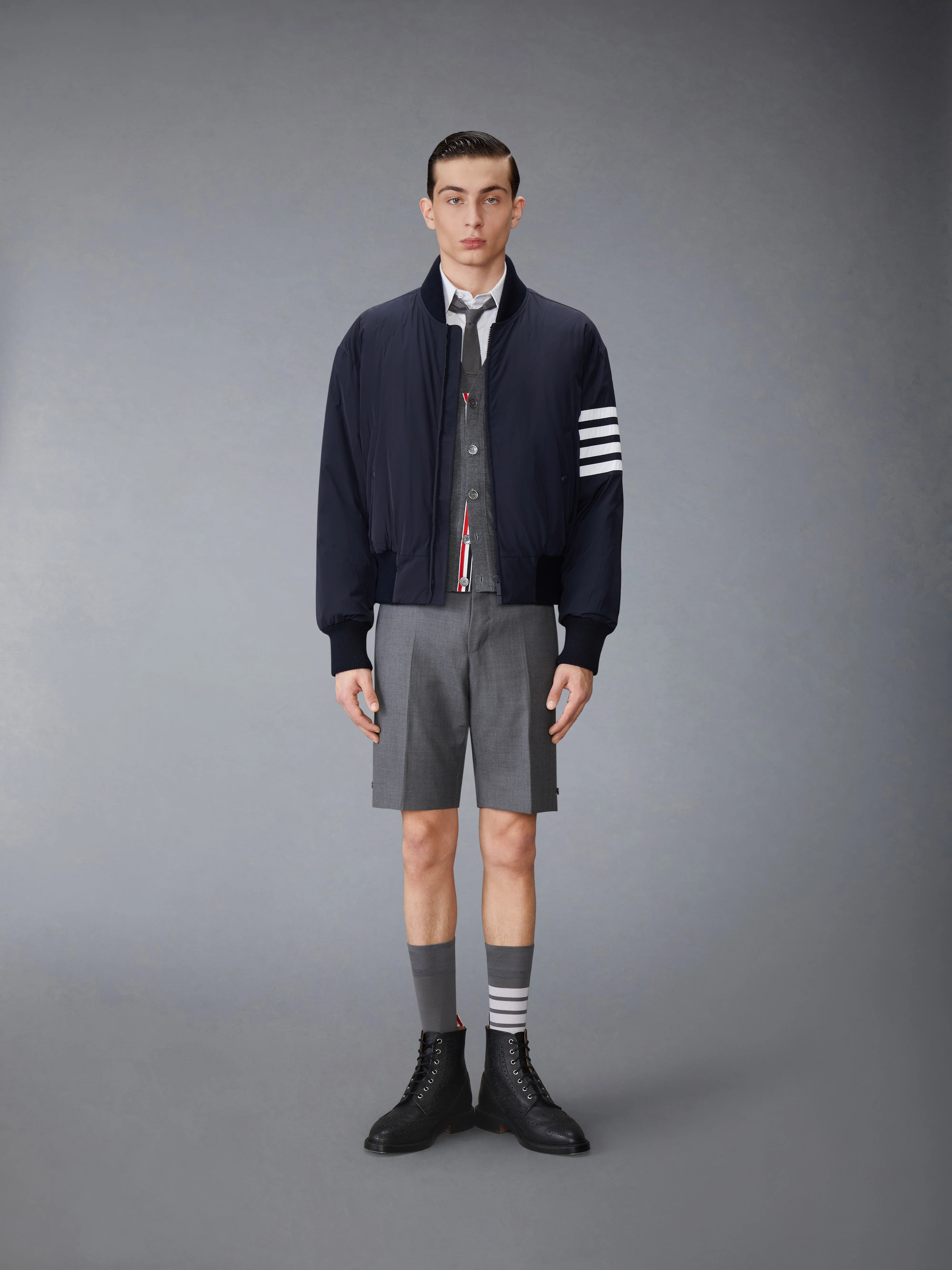 POLY TWILL 4-BAR OVERSIZED KNIT DOWN BLOUSON JACKET - Image 3