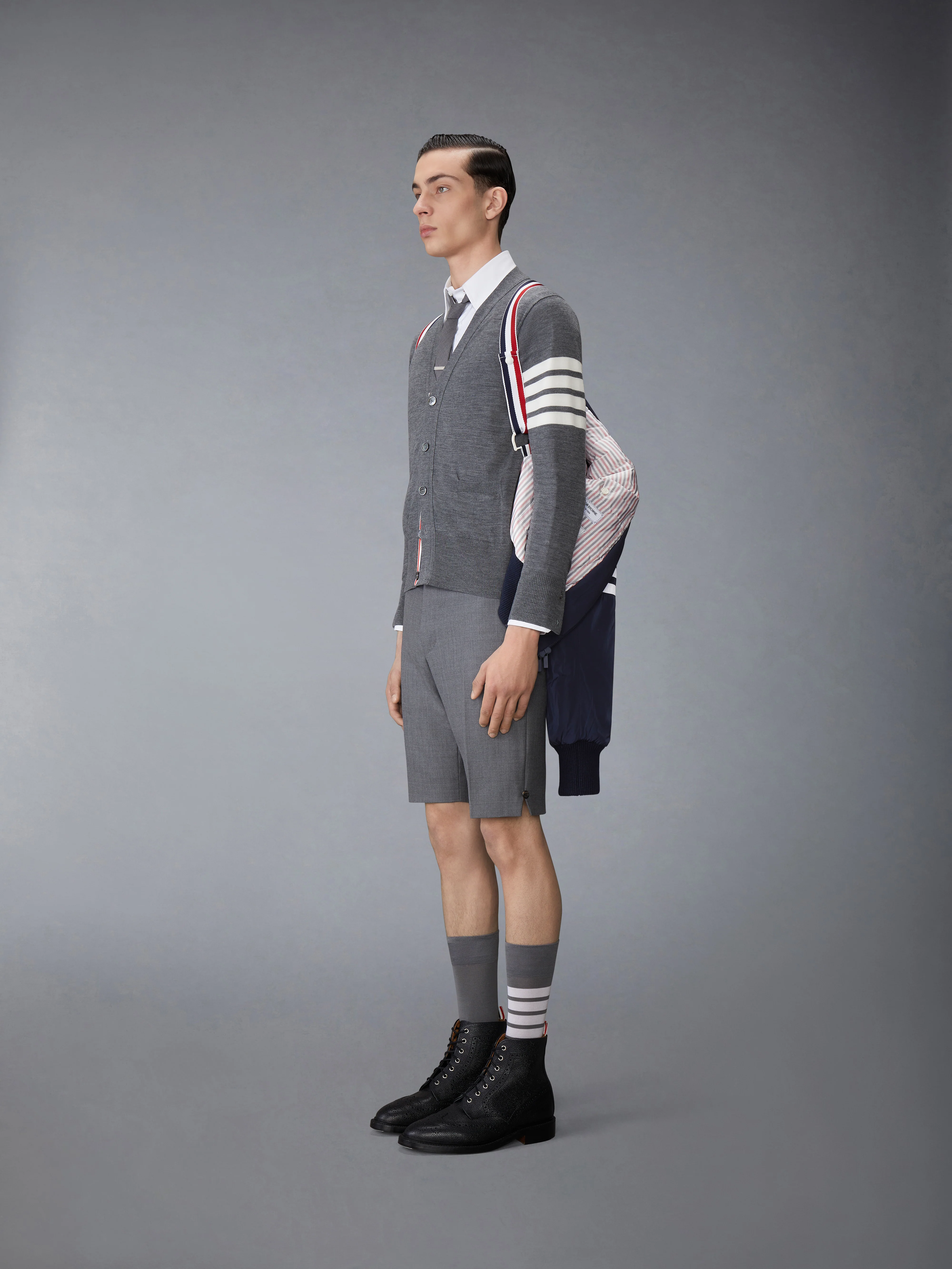 POLY TWILL 4-BAR OVERSIZED KNIT DOWN BLOUSON JACKET - Image 4