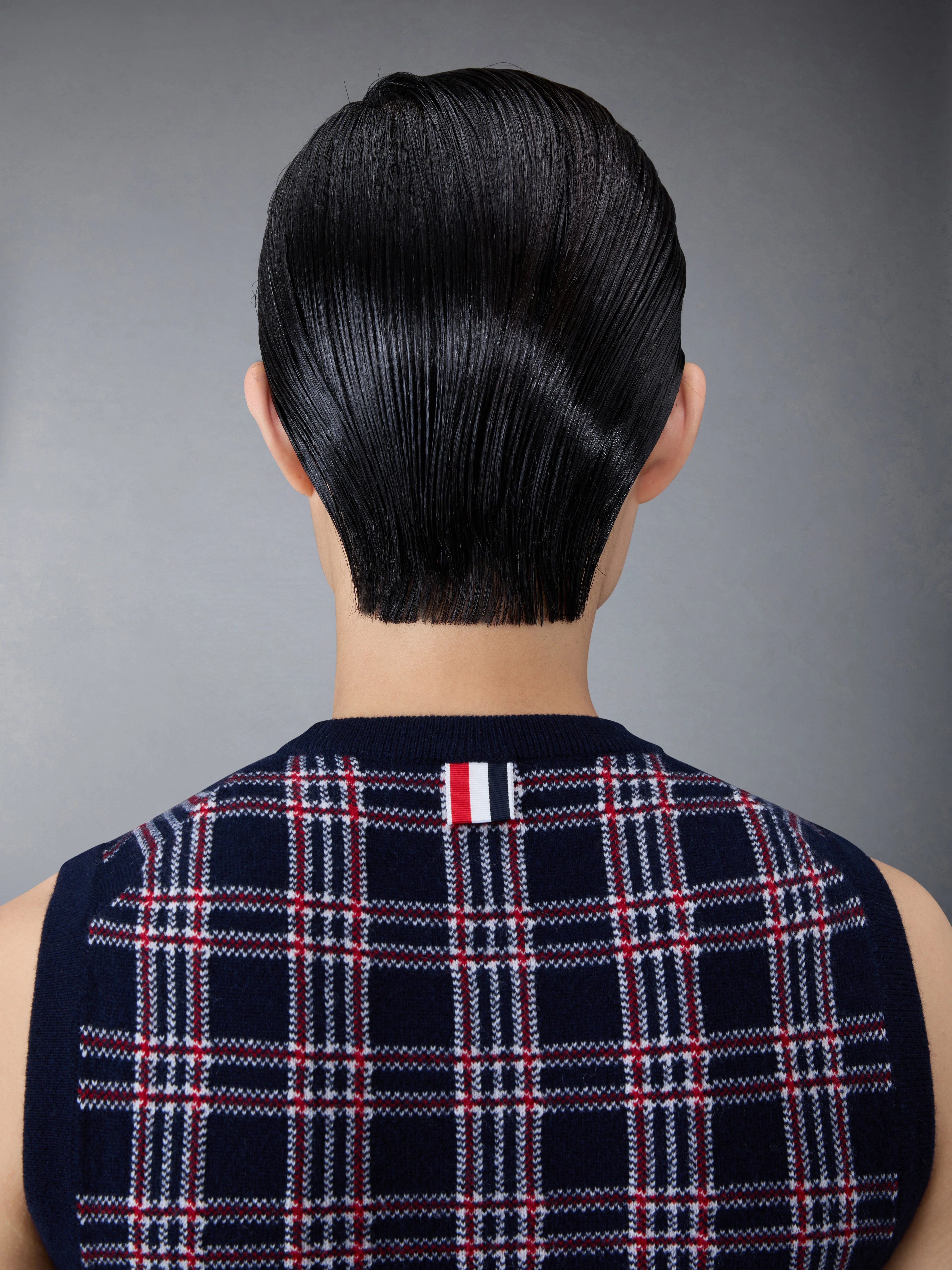 Prince of Wales Cashmere Cropped Crew Neck Shell Top - Image 5