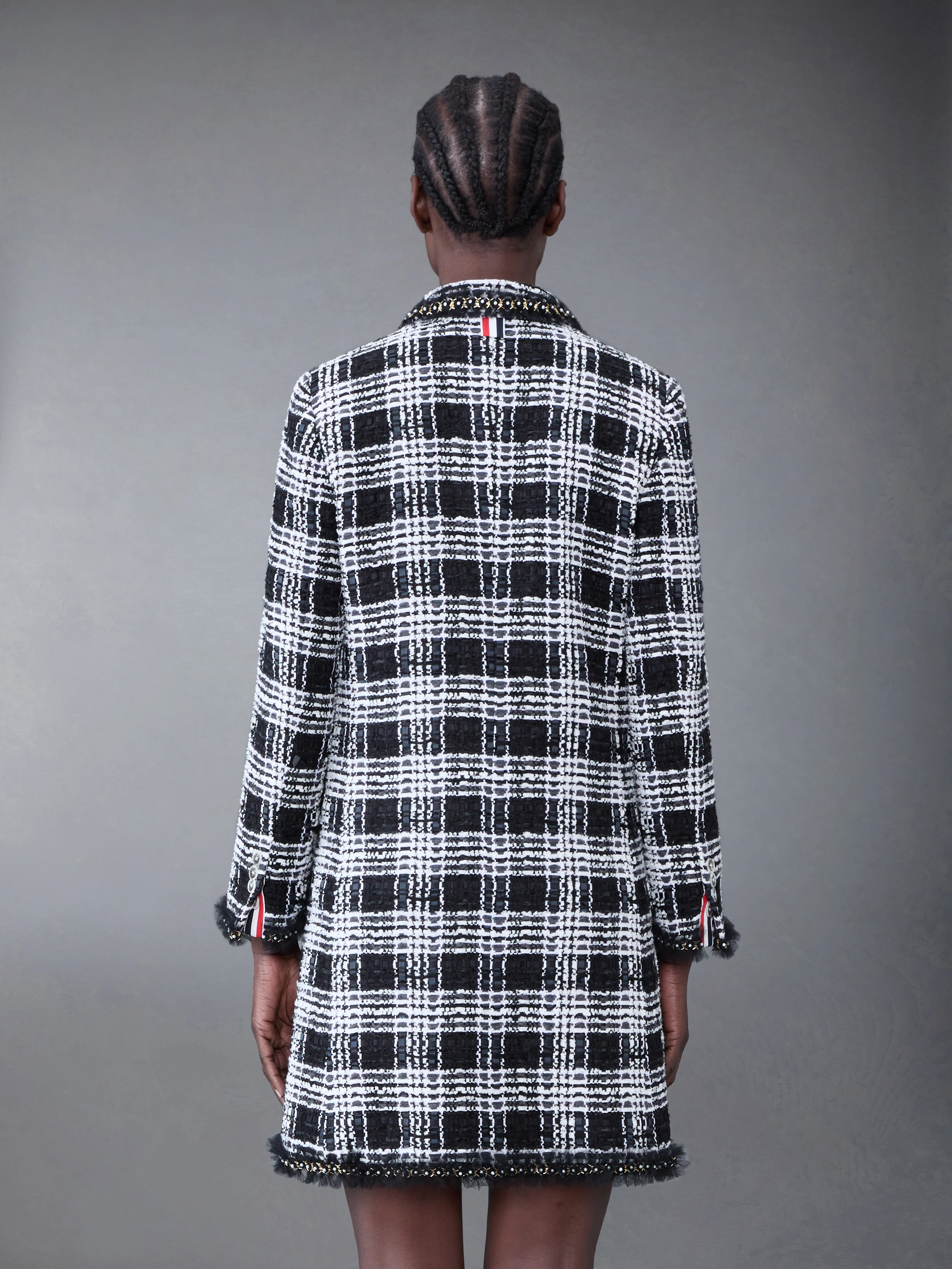Prince of Wales Chenille Tweed Tuft and Pearl Chesterfield Dress - Image 2