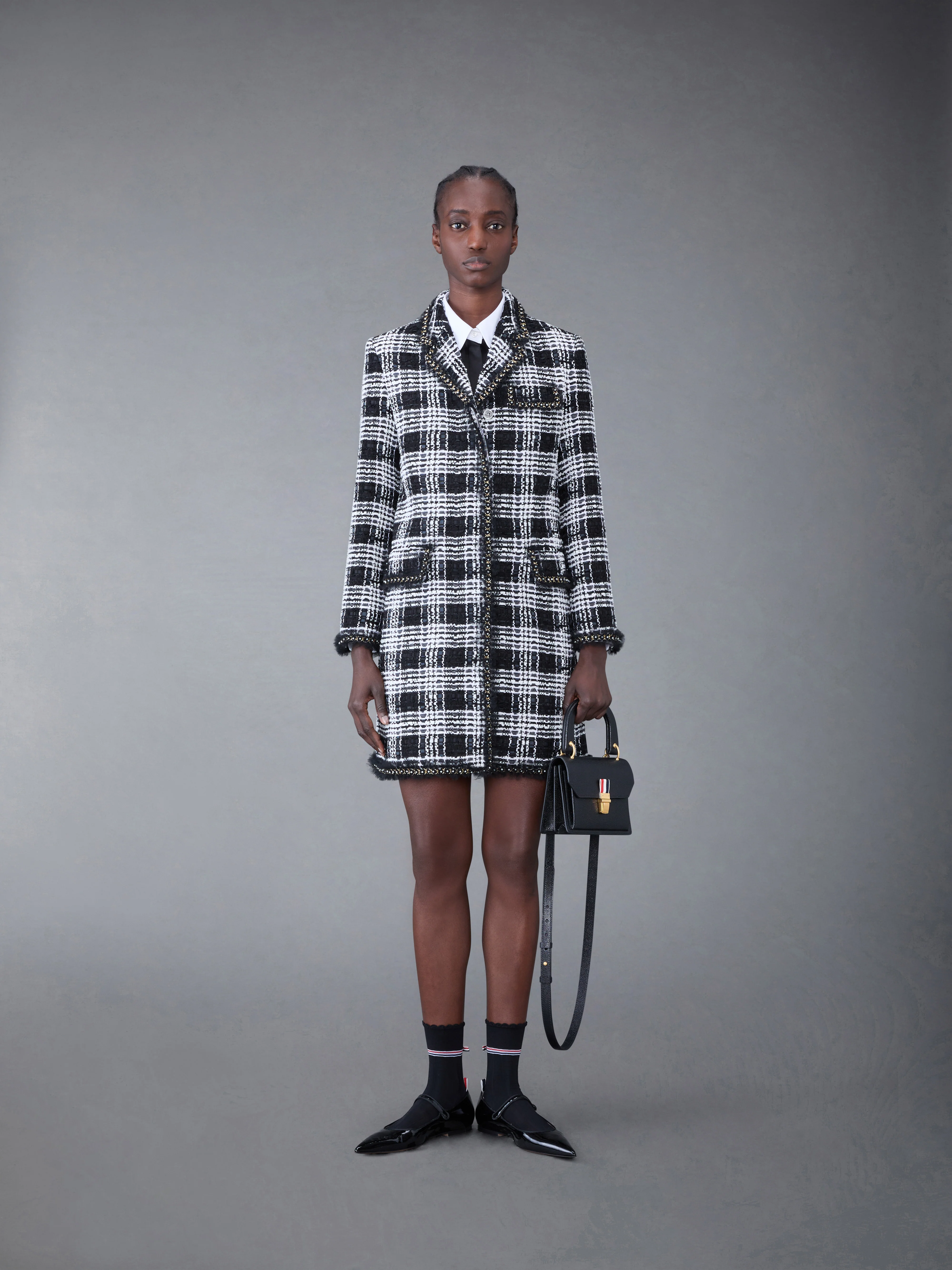 Prince of Wales Chenille Tweed Tuft and Pearl Chesterfield Dress - Image 3