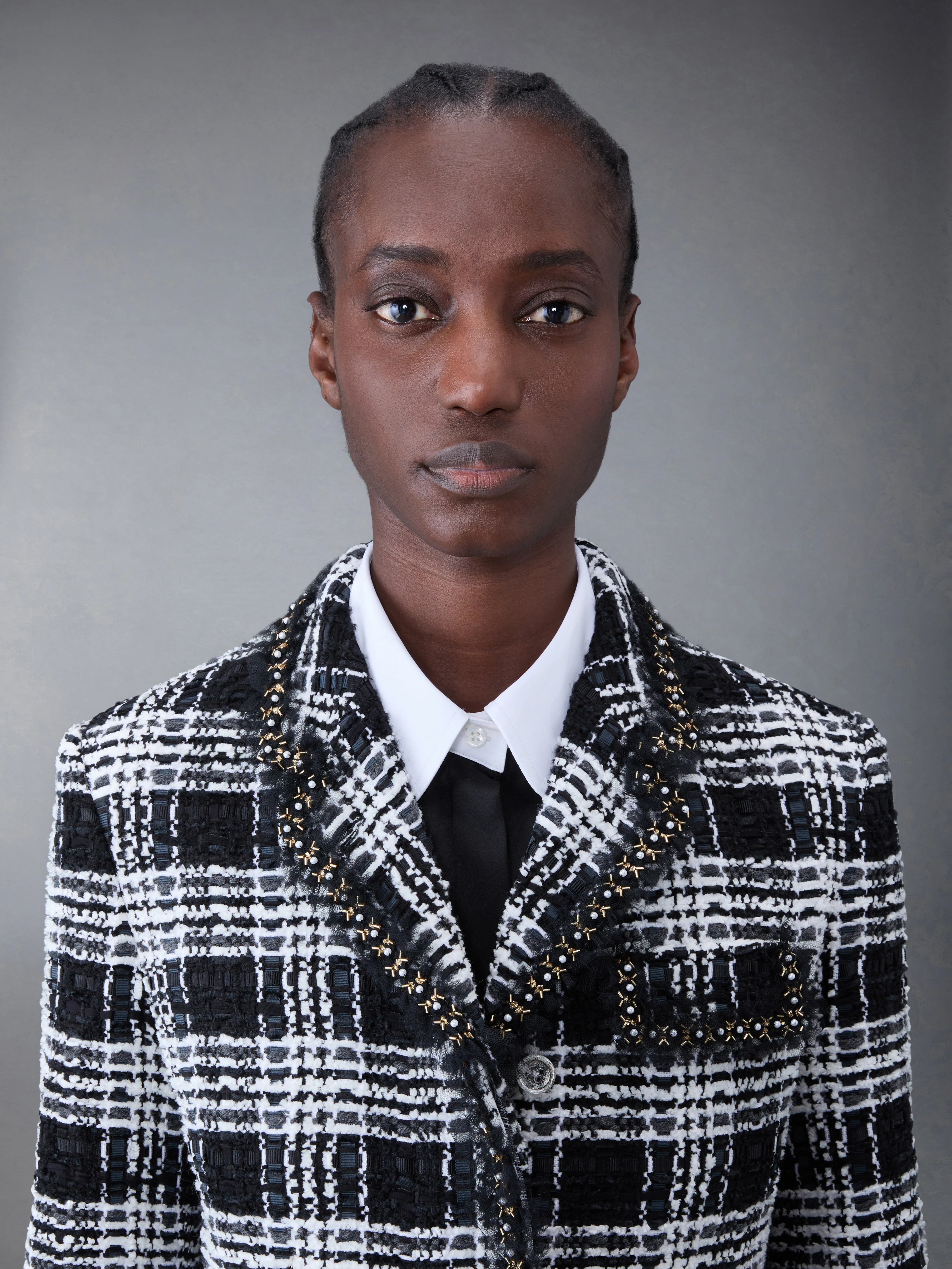 Prince of Wales Chenille Tweed Tuft and Pearl Chesterfield Dress - Image 5