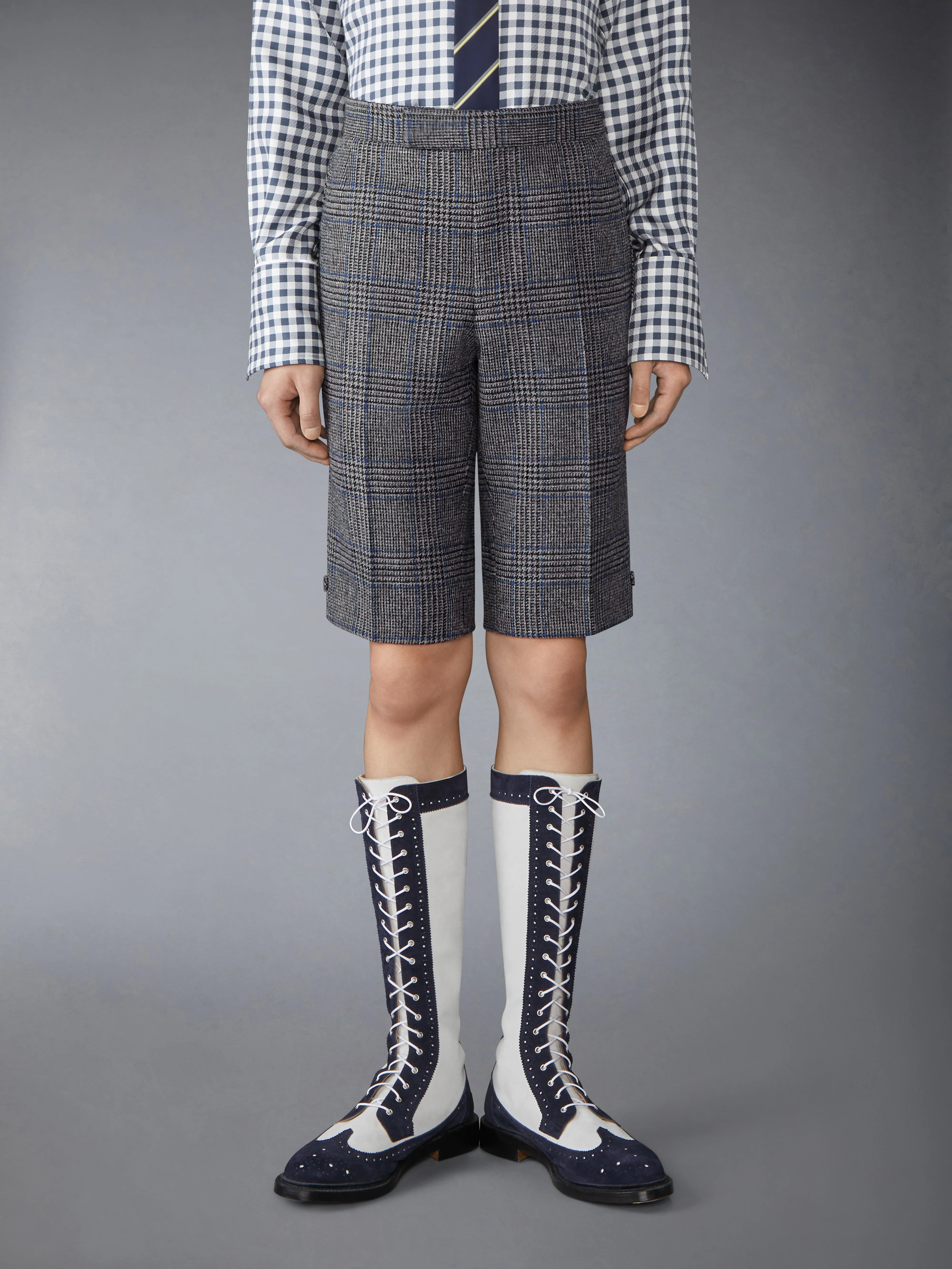 PRINCE OF WALES HUNTING TWEED BACKSTRAP SHORTS