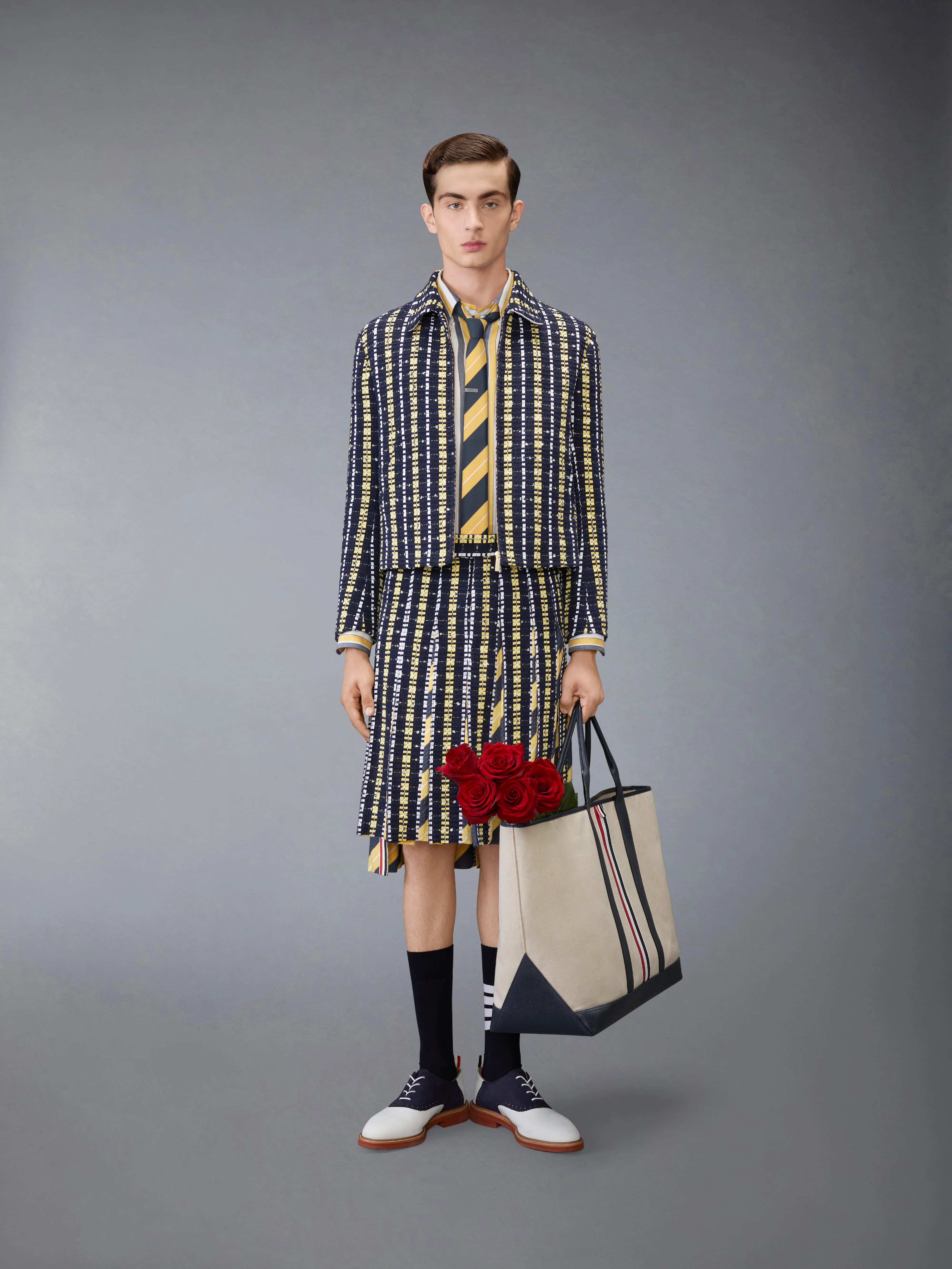 REPP STRIPE GROSGRAIN TWEED GOLF JACKET - Image 4
