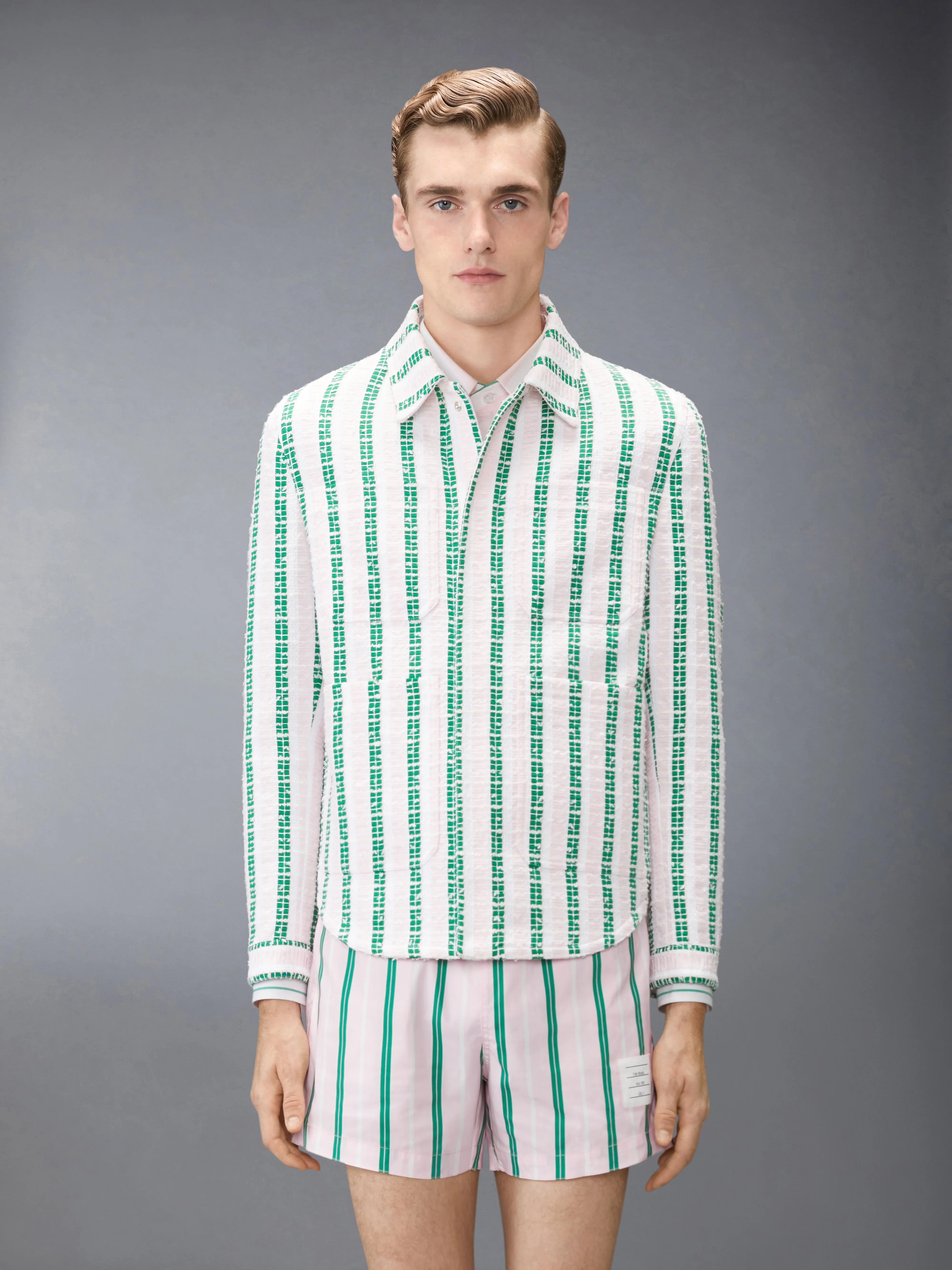 REPP STRIPE GROSGRAIN TWEED UTILITY JACKET